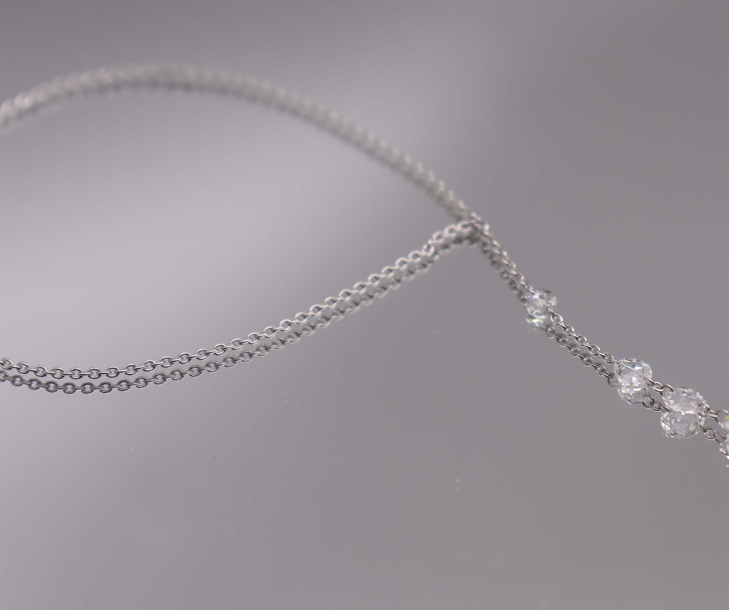 Rose Cut Diamond handchain White Gold B2861