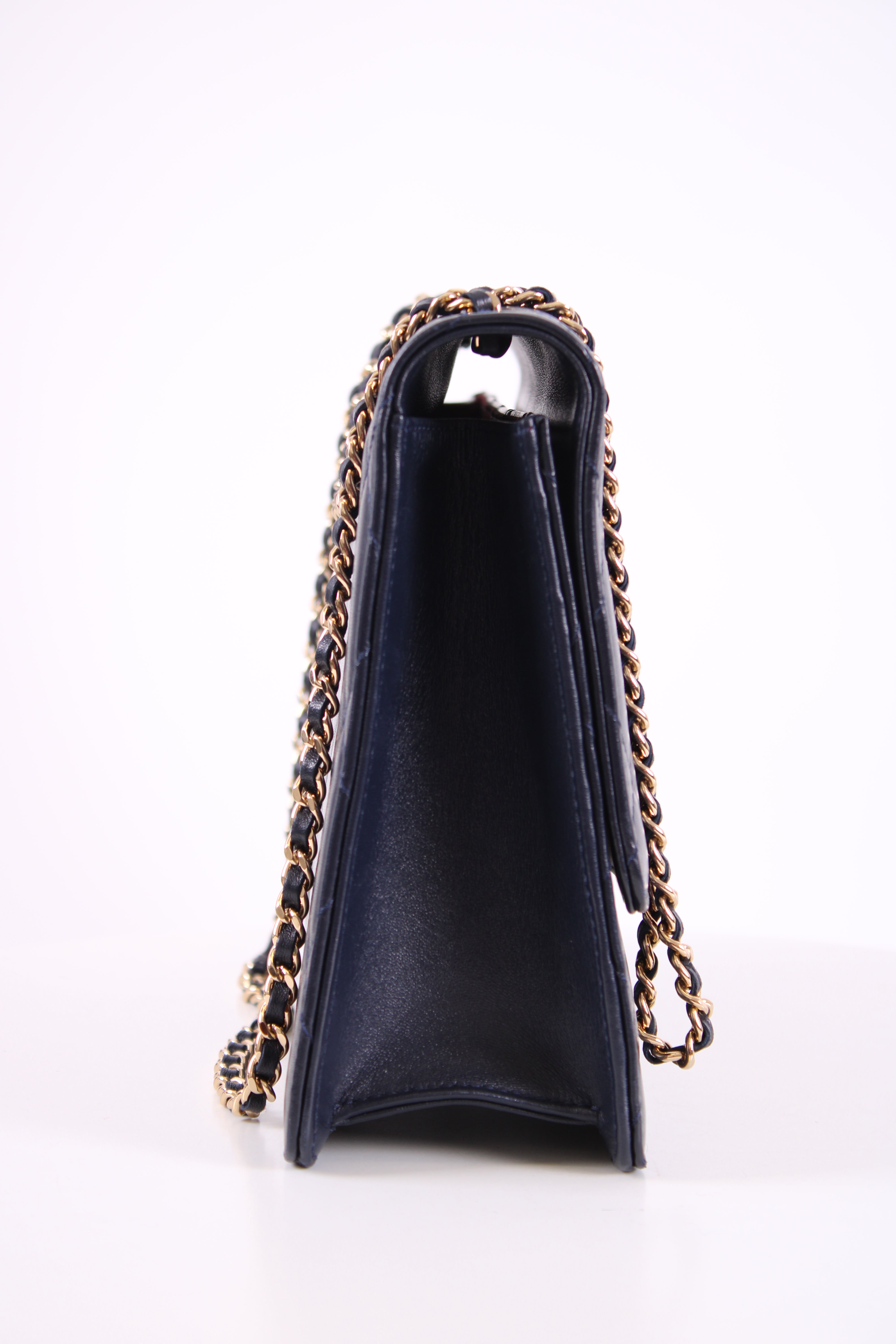 Chanel Quilted Golden Class Flap Bag Navy