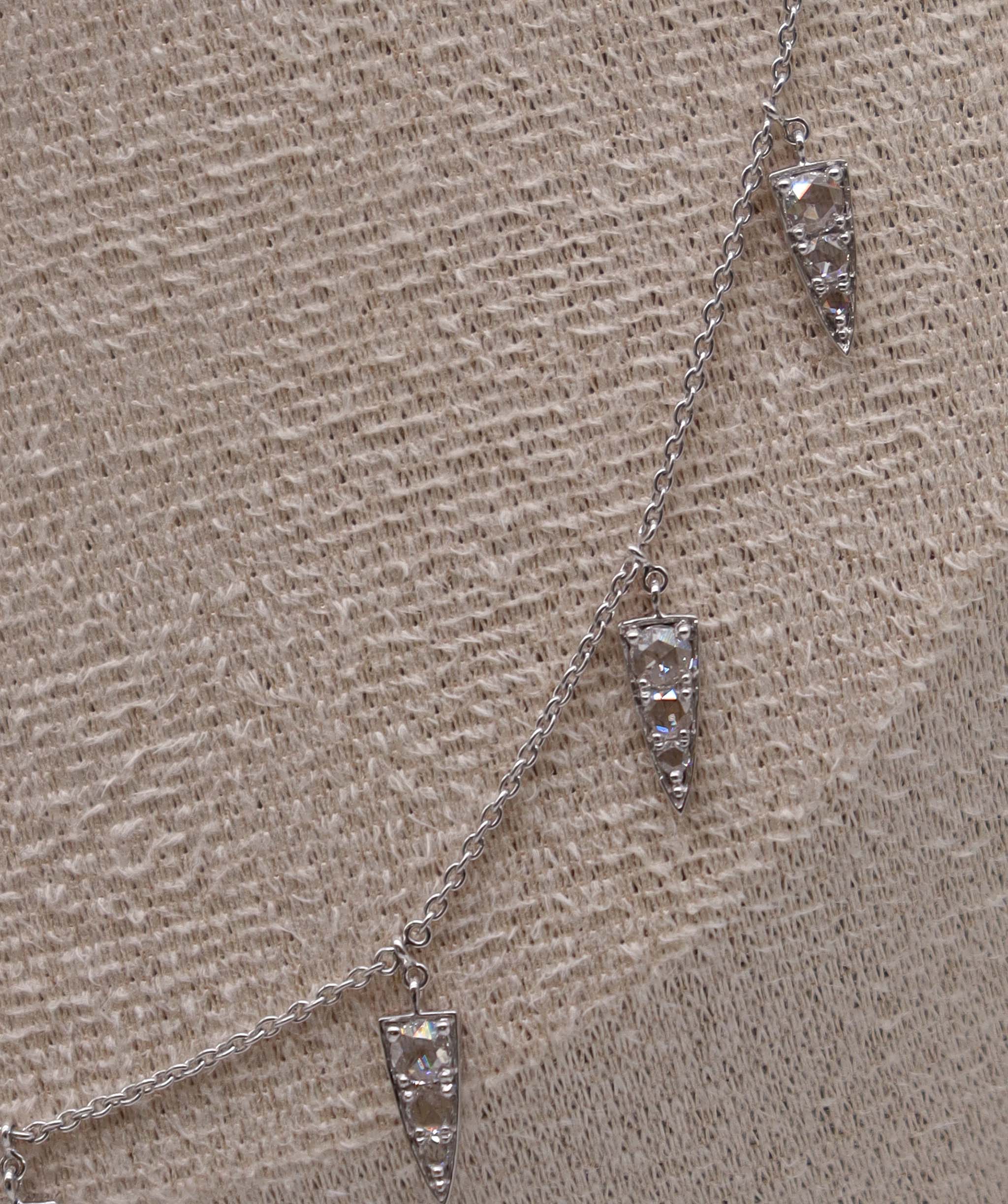 Rose Cut Diamond Necklace White Gold C8474