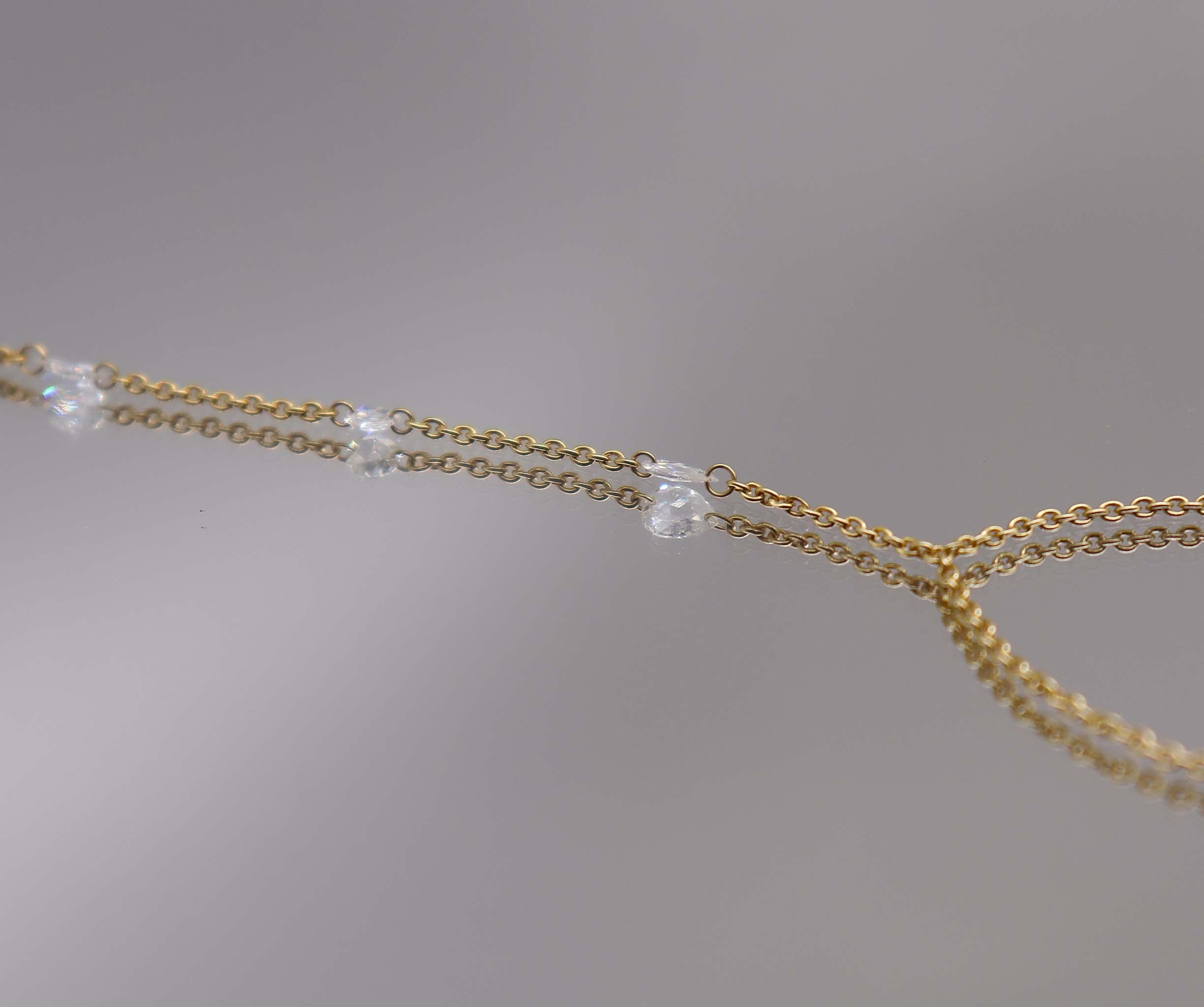 Rose Cut Diamond Handchain Yellow Gold B2800