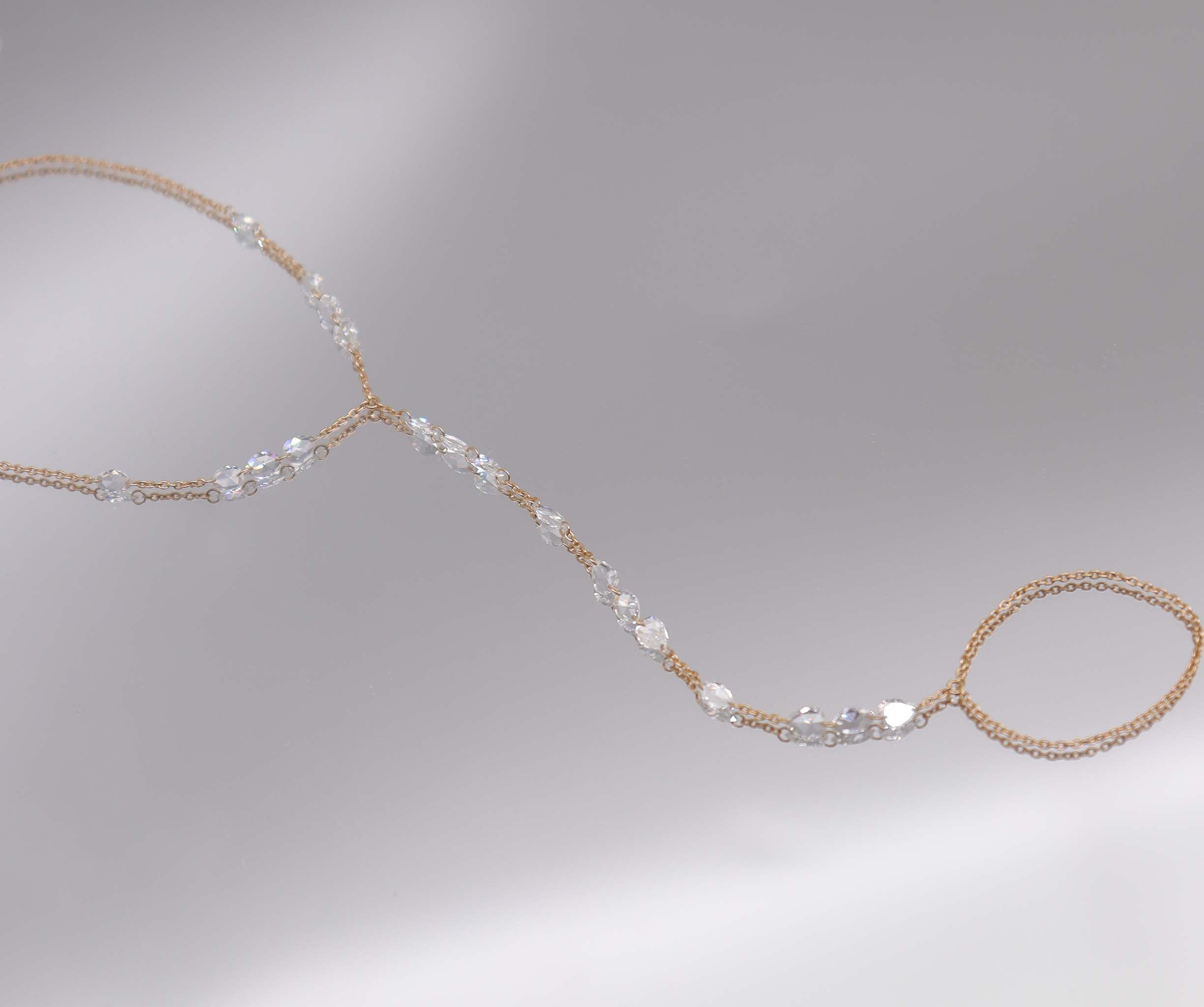 1.70ct Rose Cut Diamond Handchain Rose Gold B3220