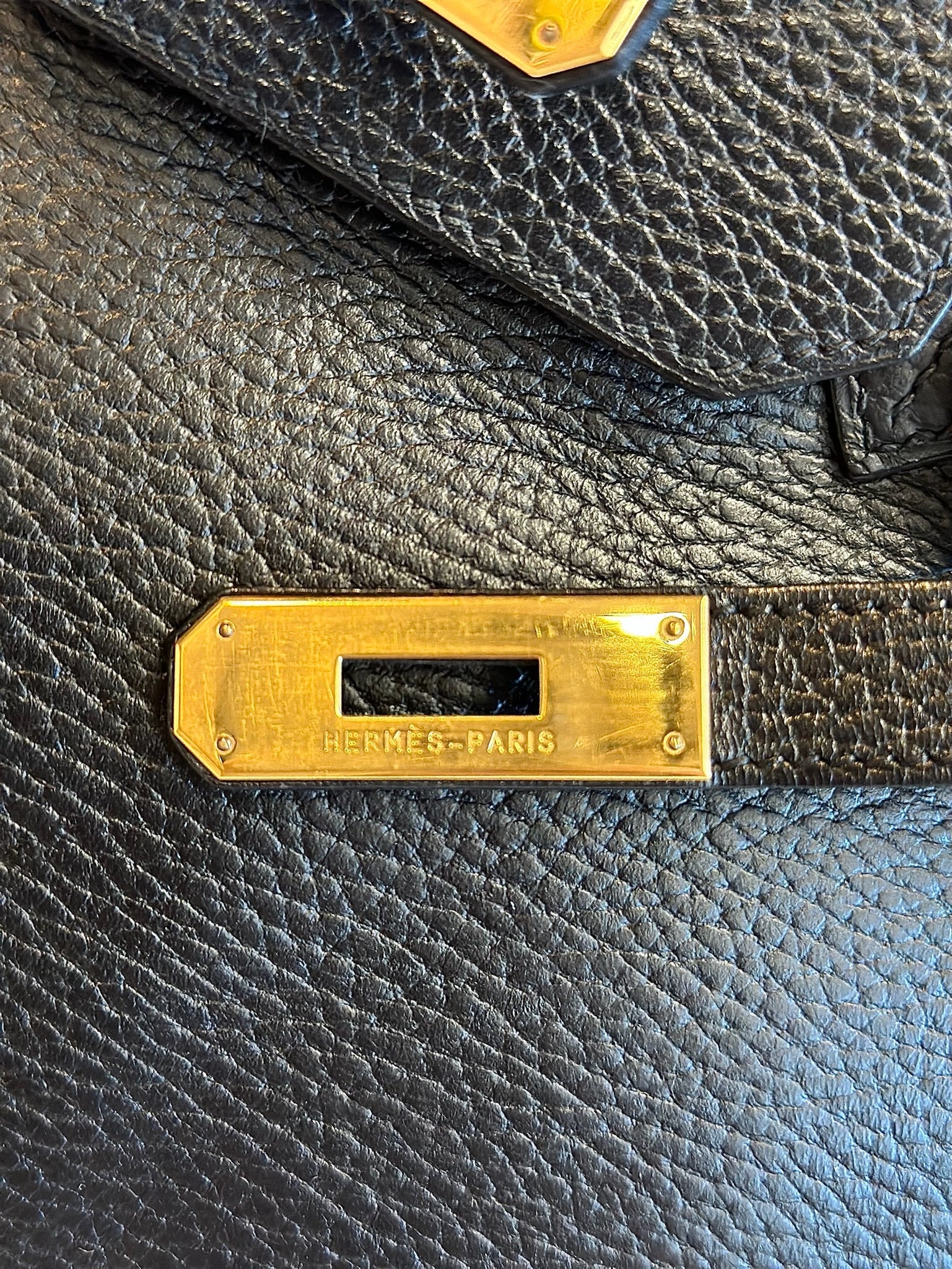 Hermes Birkin 35 Black Ardennes GHW Square F Stamp