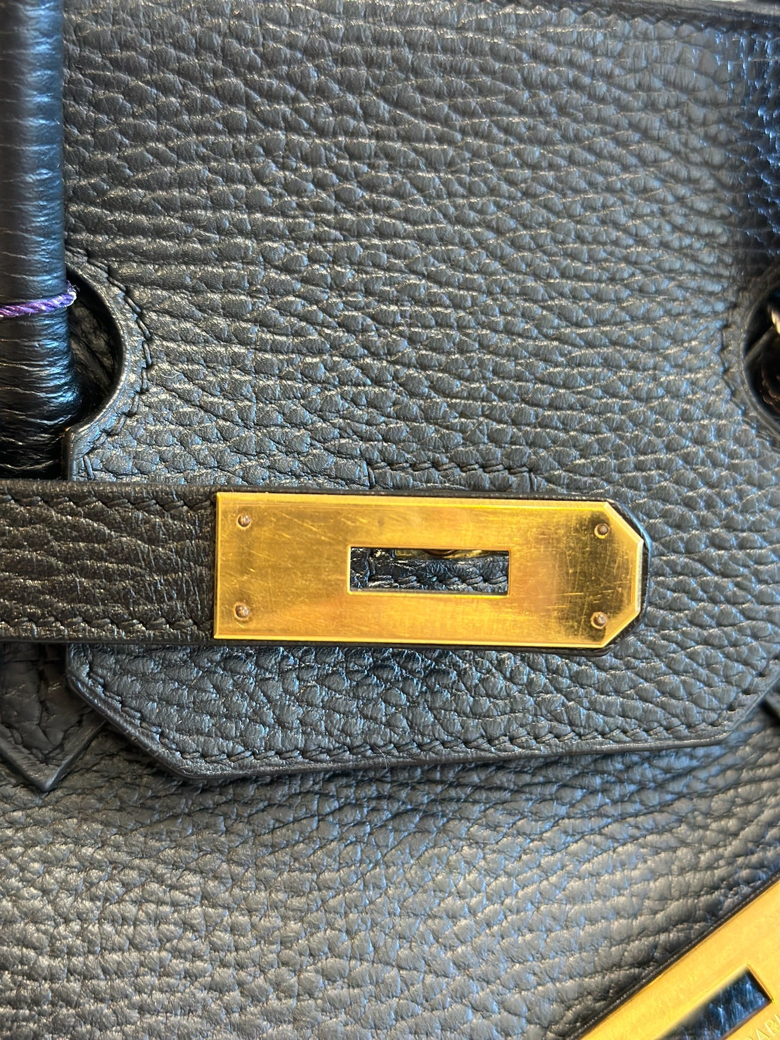 Hermes Birkin 35 Black Ardennes GHW Square F Stamp