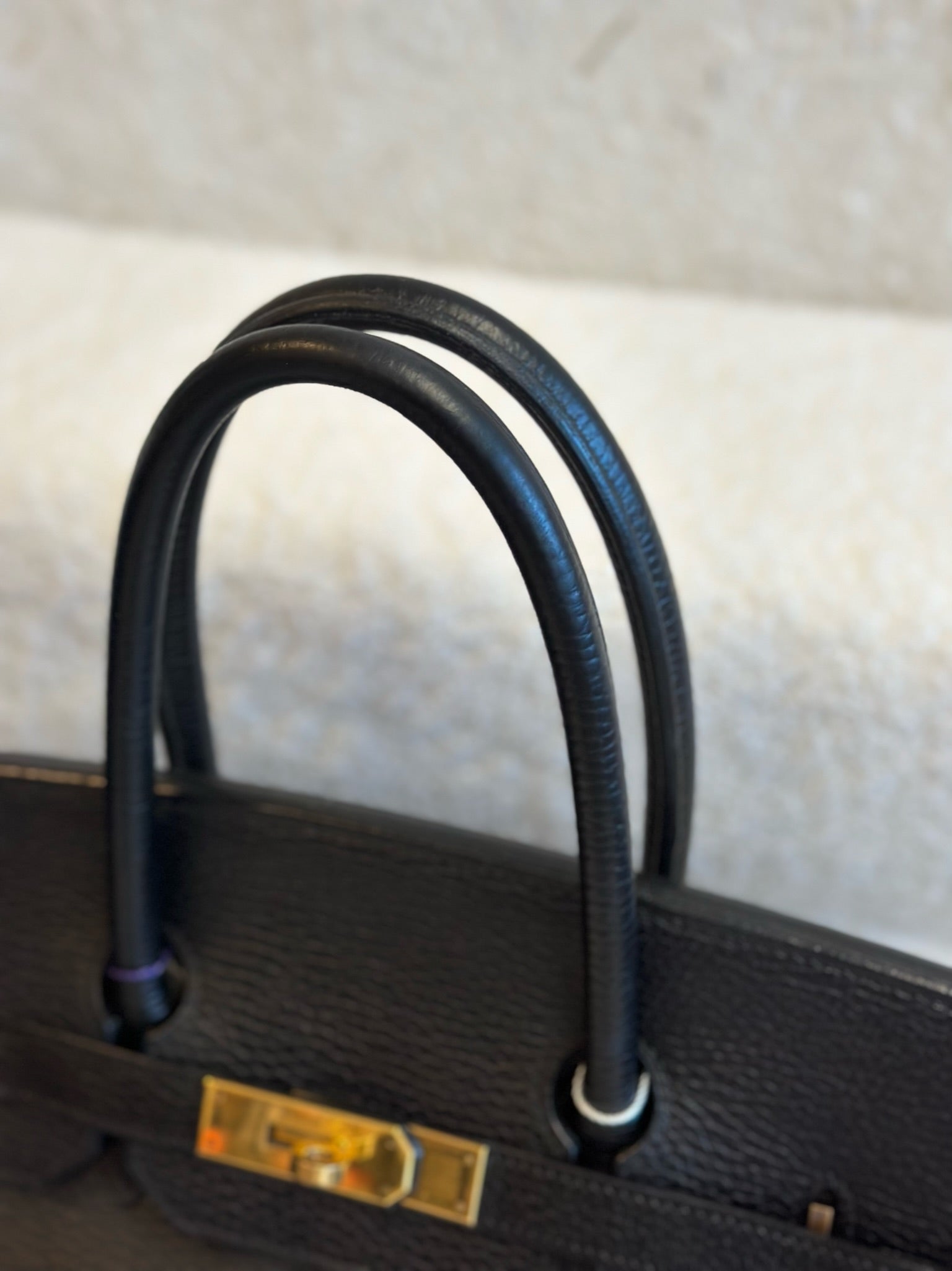 Hermes Birkin 35 Black Ardennes GHW Square F Stamp