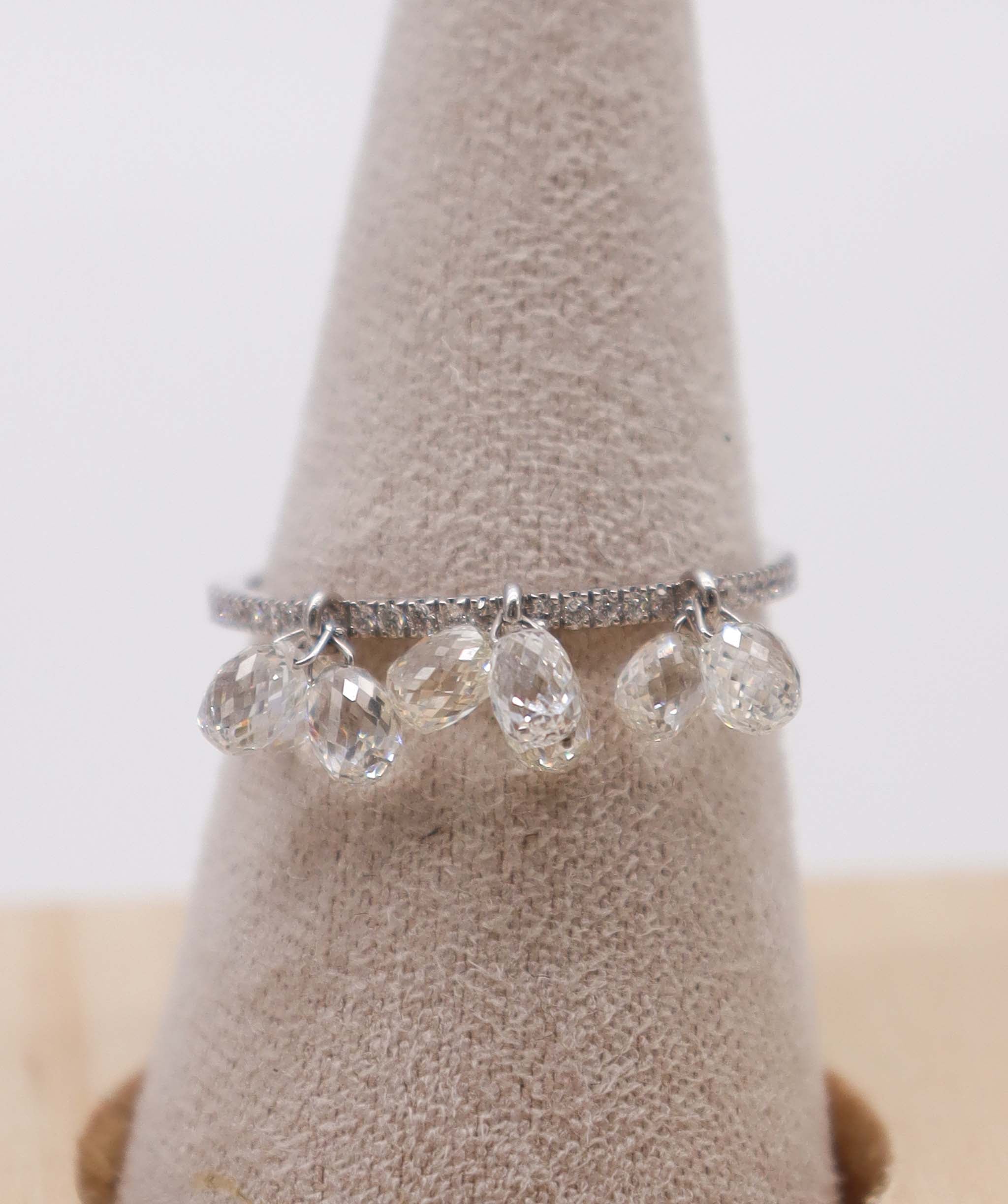 2.83ct Rose Cut Diamond Big Drops Ring White Gold Size 54 R3149