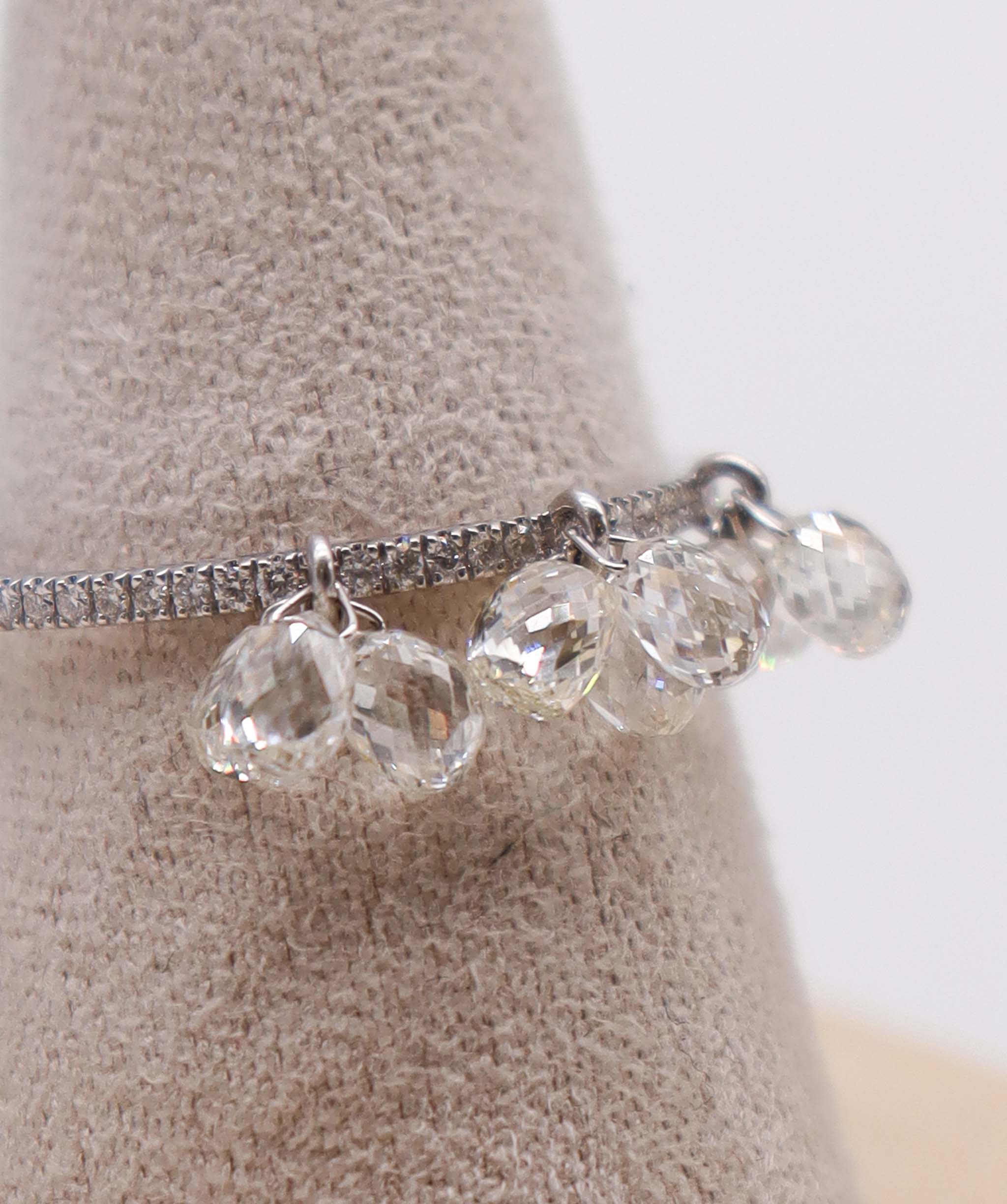 2.83ct Rose Cut Diamond Big Drops Ring White Gold Size 54 R3149