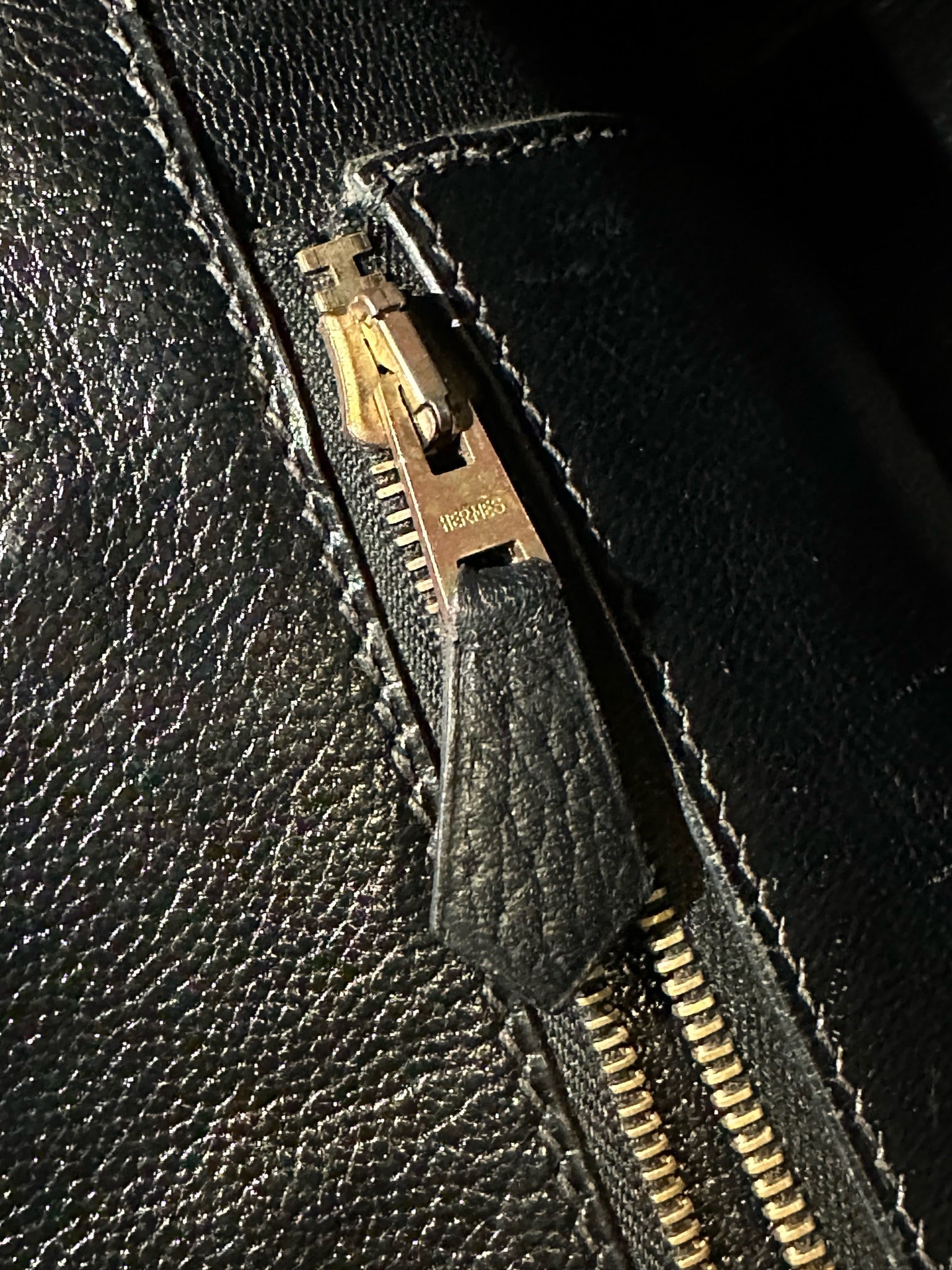 Hermes Birkin 35 Black Ardennes GHW Square F Stamp