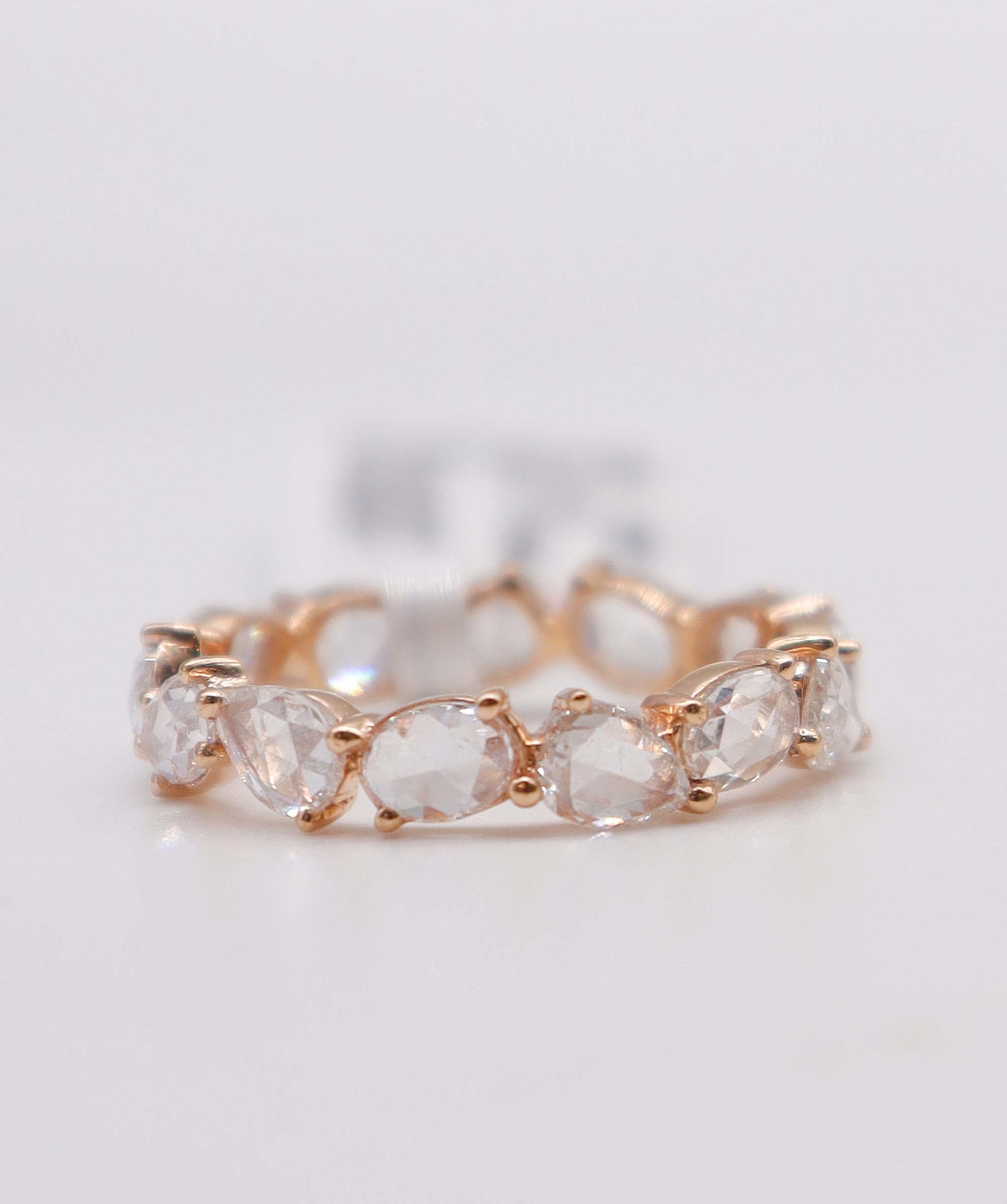 2.38ct Rose Cut Diamond Eternity Ring Rose Gold Size 54 R2302