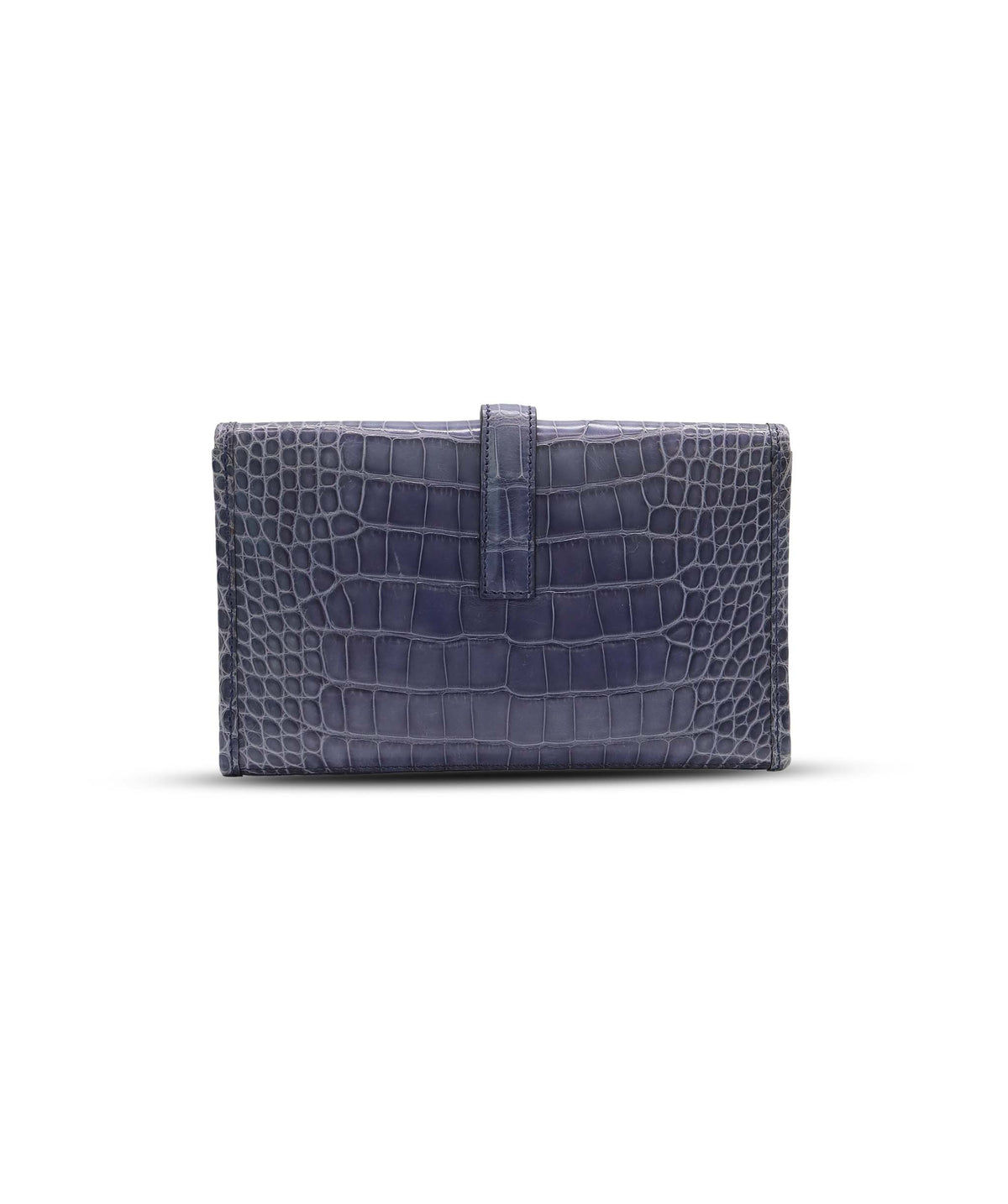 Hermès Bleu Brighton Shiny Mississippi Alligator Mini Jige Clutch DXBS6658