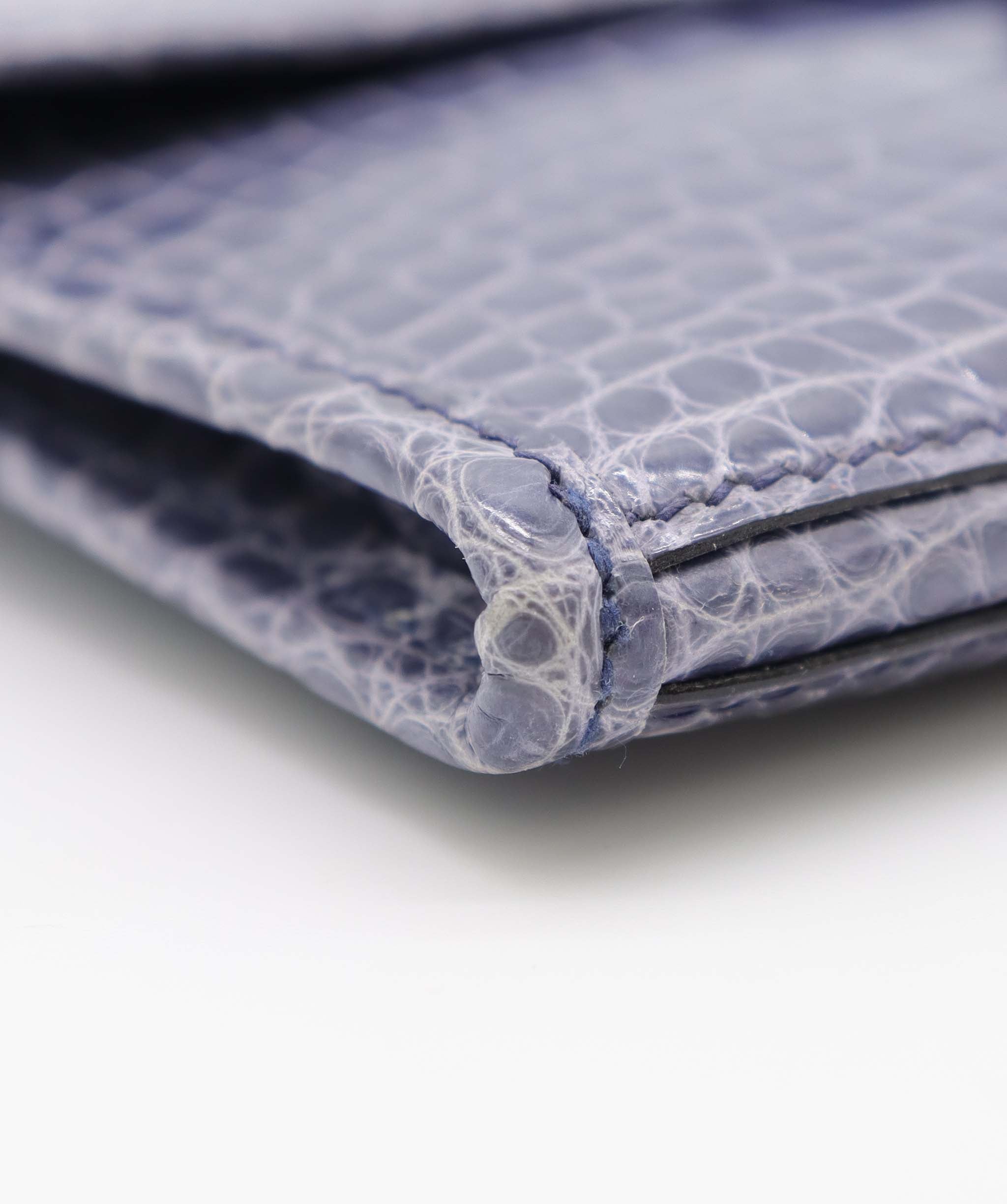 Hermès Bleu Brighton Shiny Mississippi Alligator Mini Jige Clutch DXBS6658