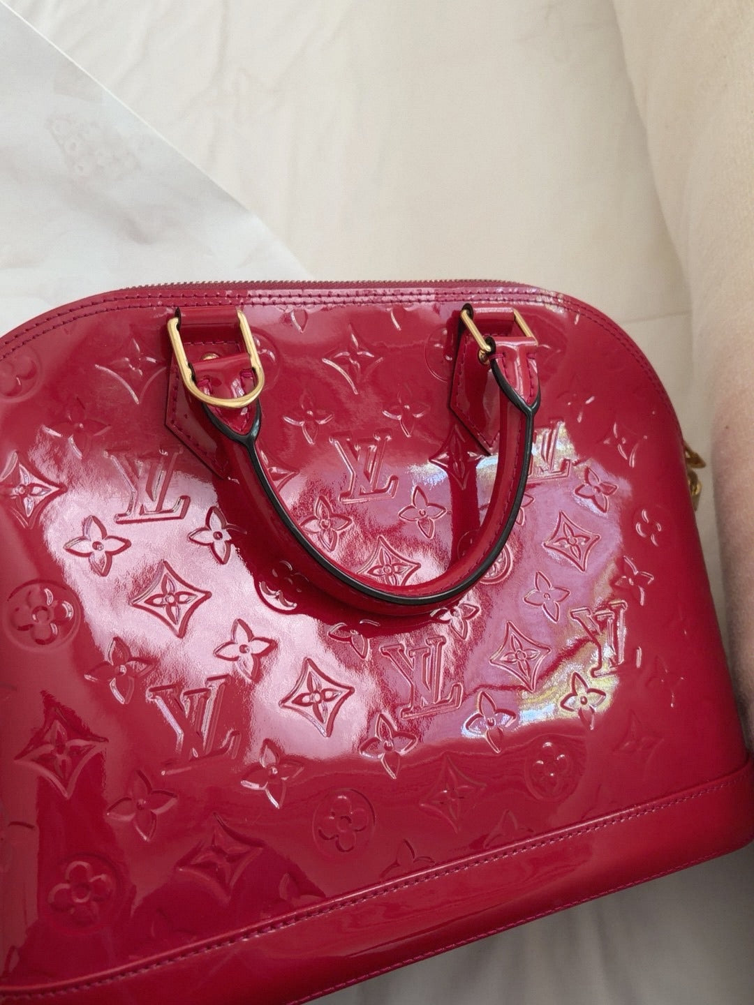LV Alma Vernis Red Handbag