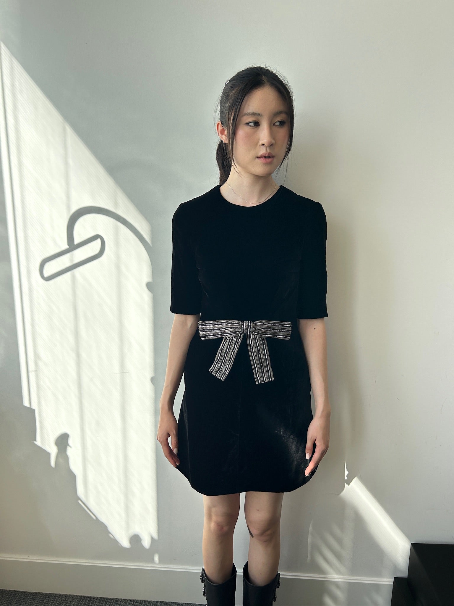 FR 36 Saint Laurent Paris Black Velvet Dress