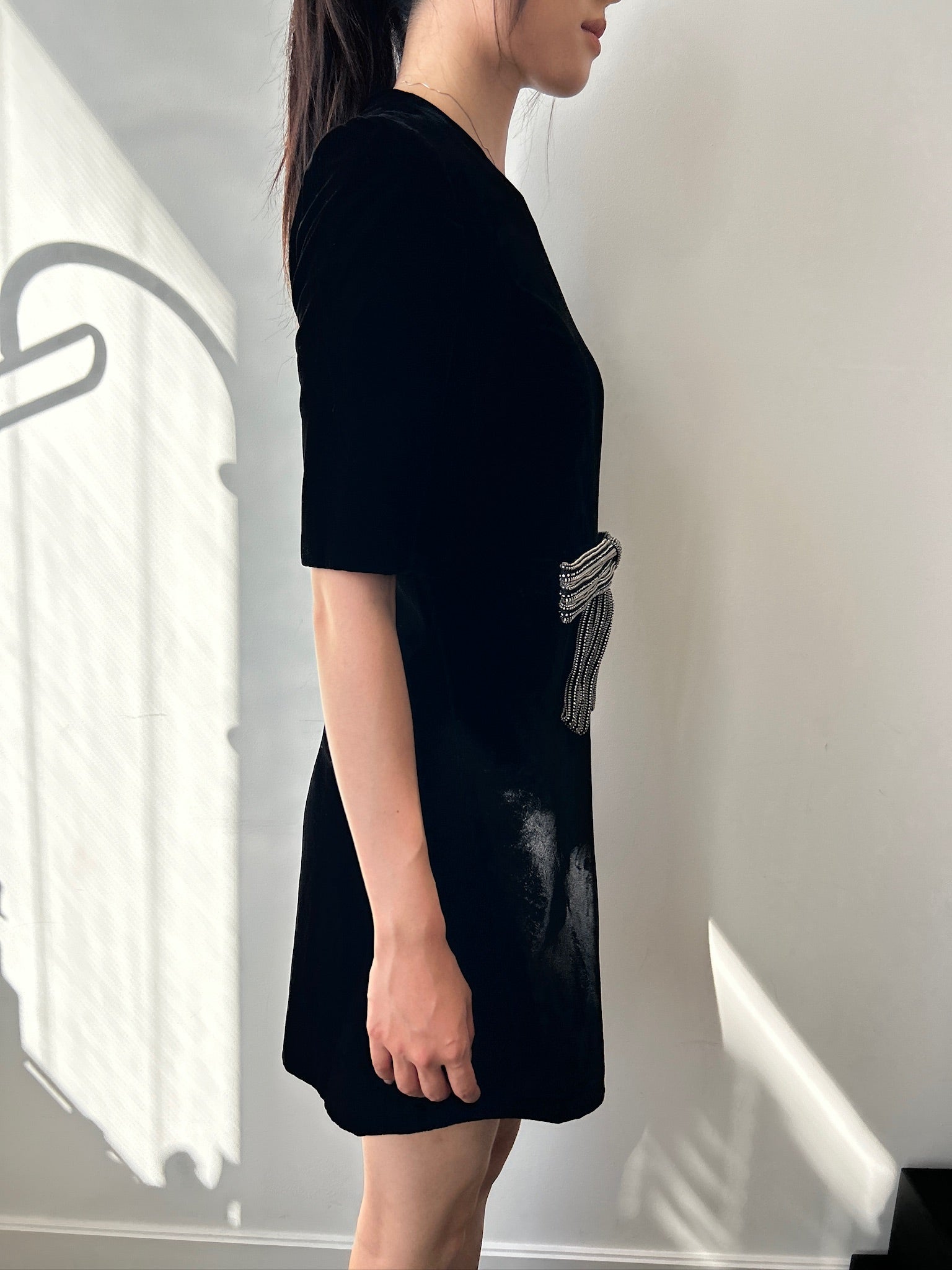 FR 36 Saint Laurent Paris Black Velvet Dress