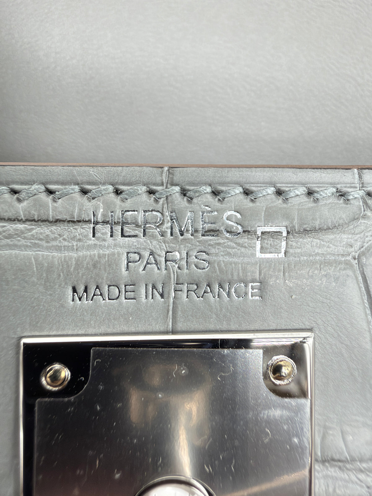 Hermès Kelly Élan Fôile Himalaya Gris Perle Matt Alligator Palladium Hardware