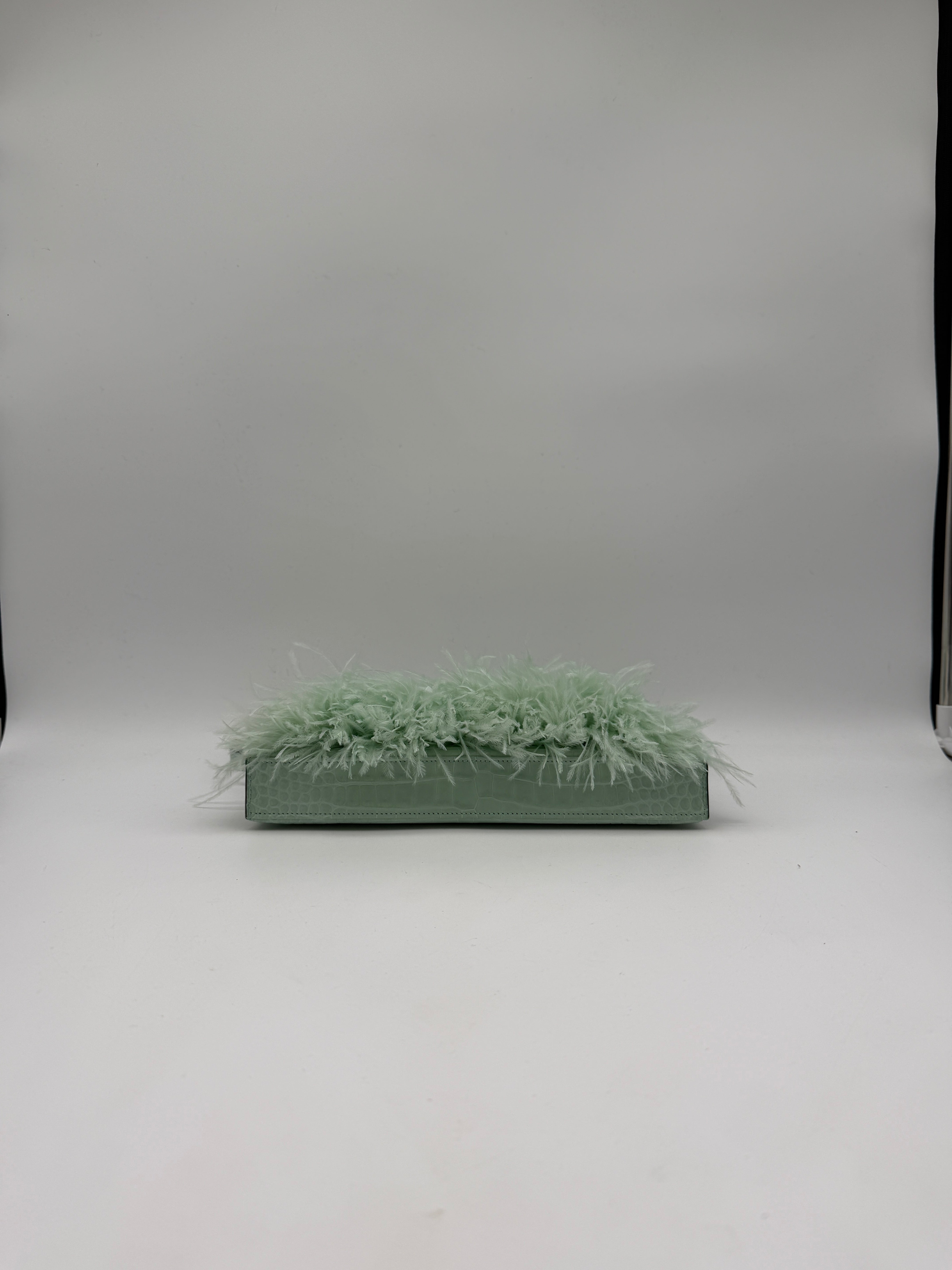 Hermès Kelly Elan Folie Vert Deau Foile Matte Porosus Palladium Hardware