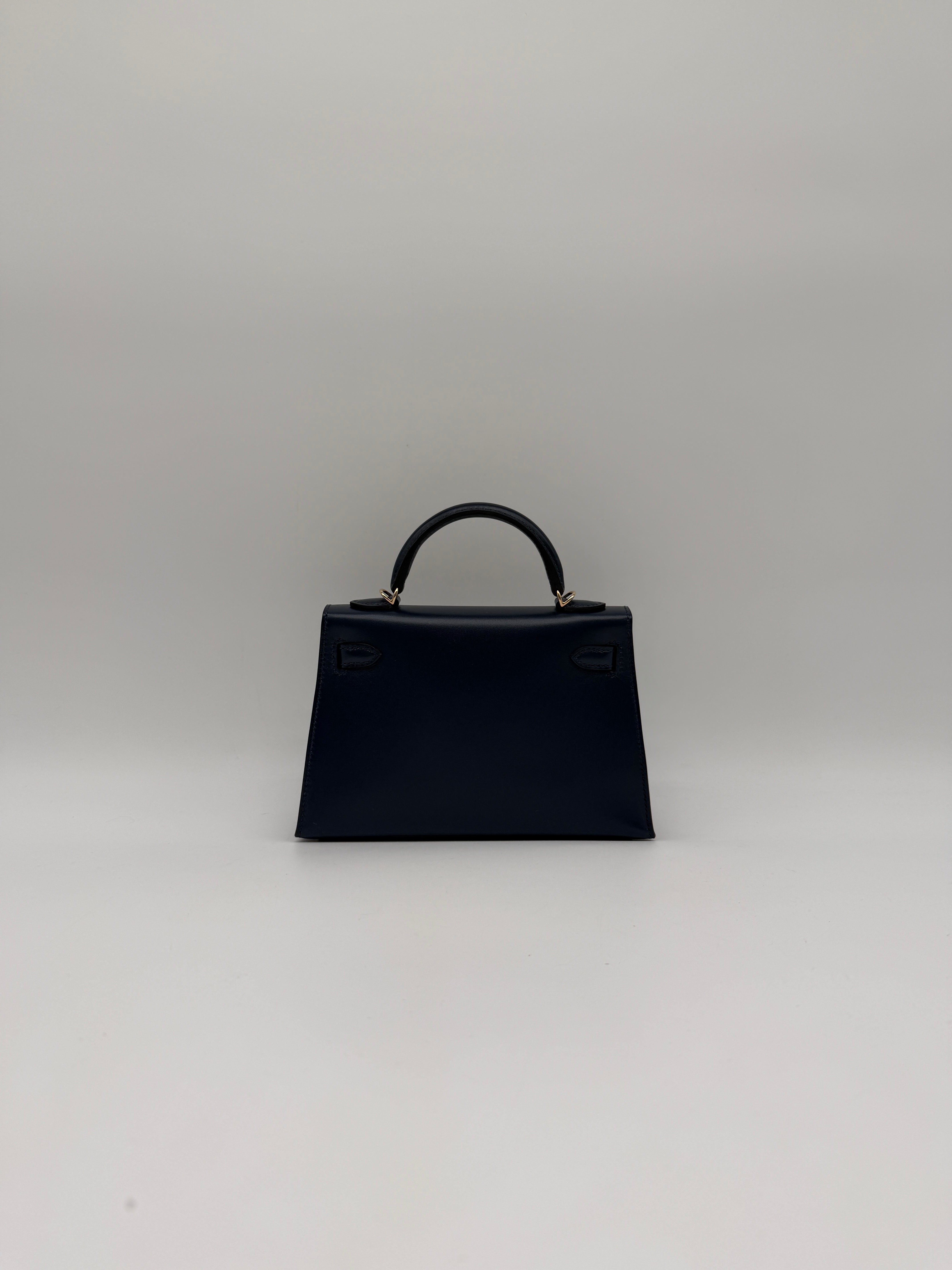 Hermès Mini Kelly Bleu Abysse Box Leather Permabrass Hardware