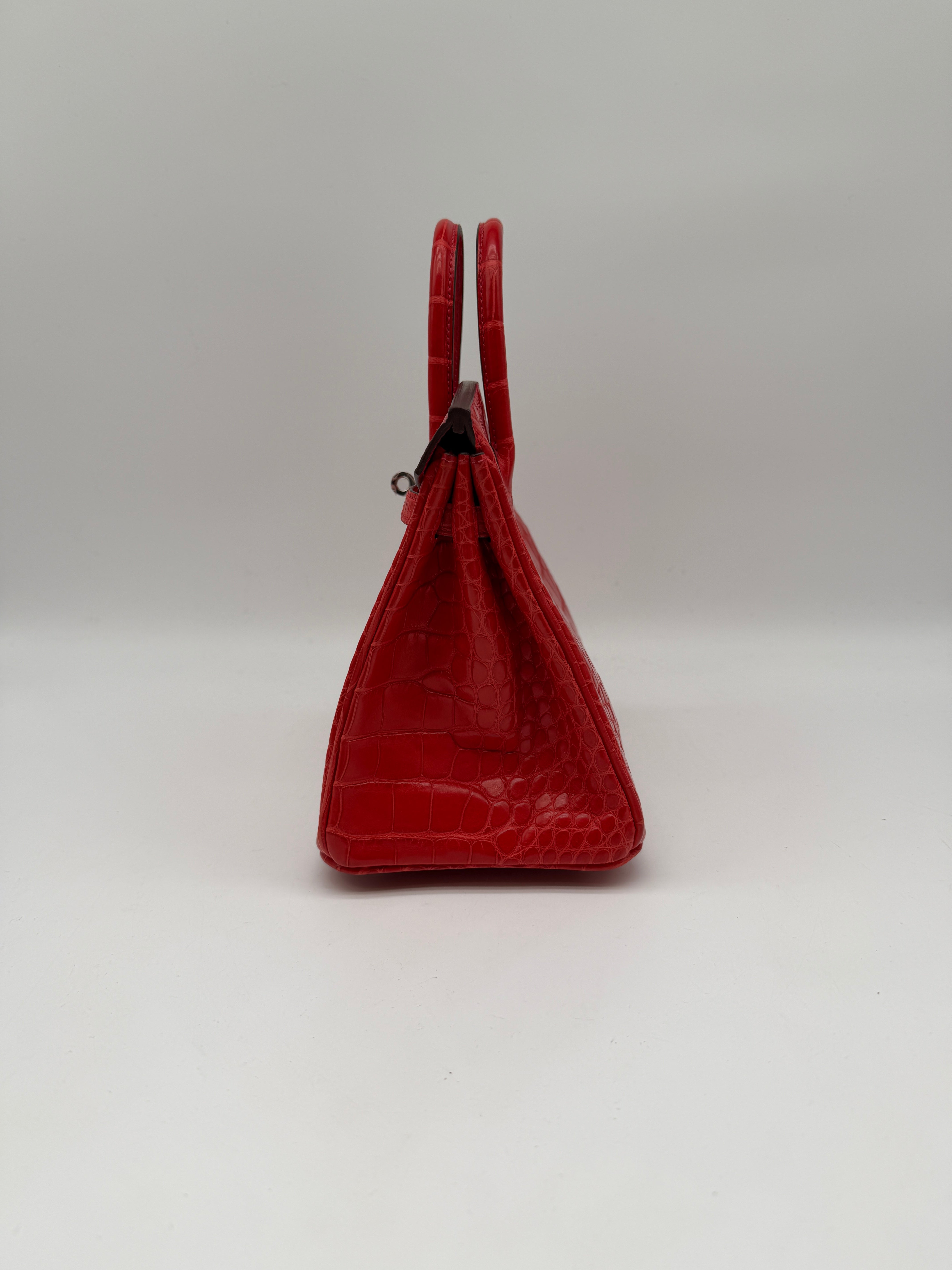 Hermès Birkin 25 Geranium Matte Alligator Palladium Hardware