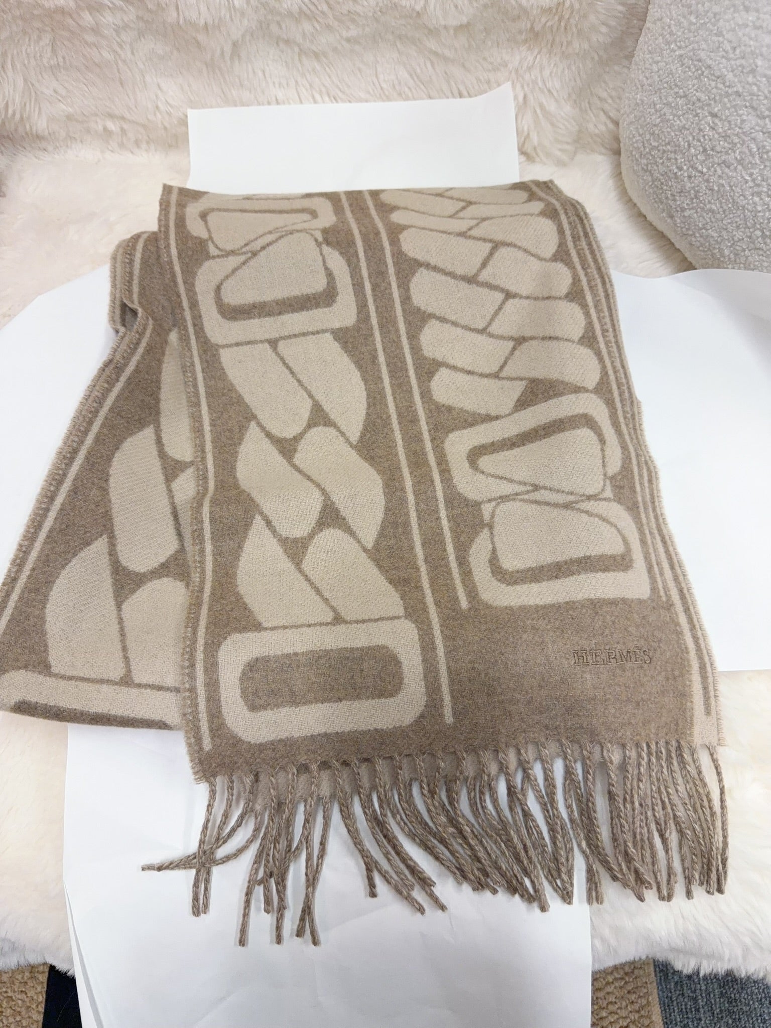 Hermès Fringed Scarf