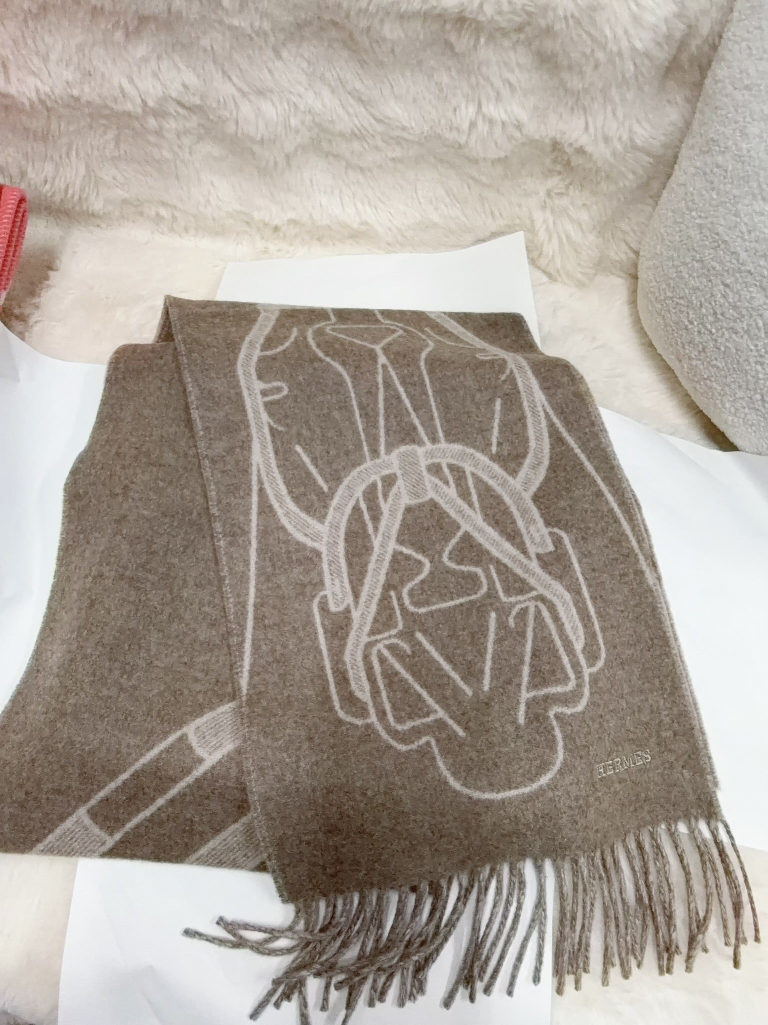 Hermès Fringed Scarf