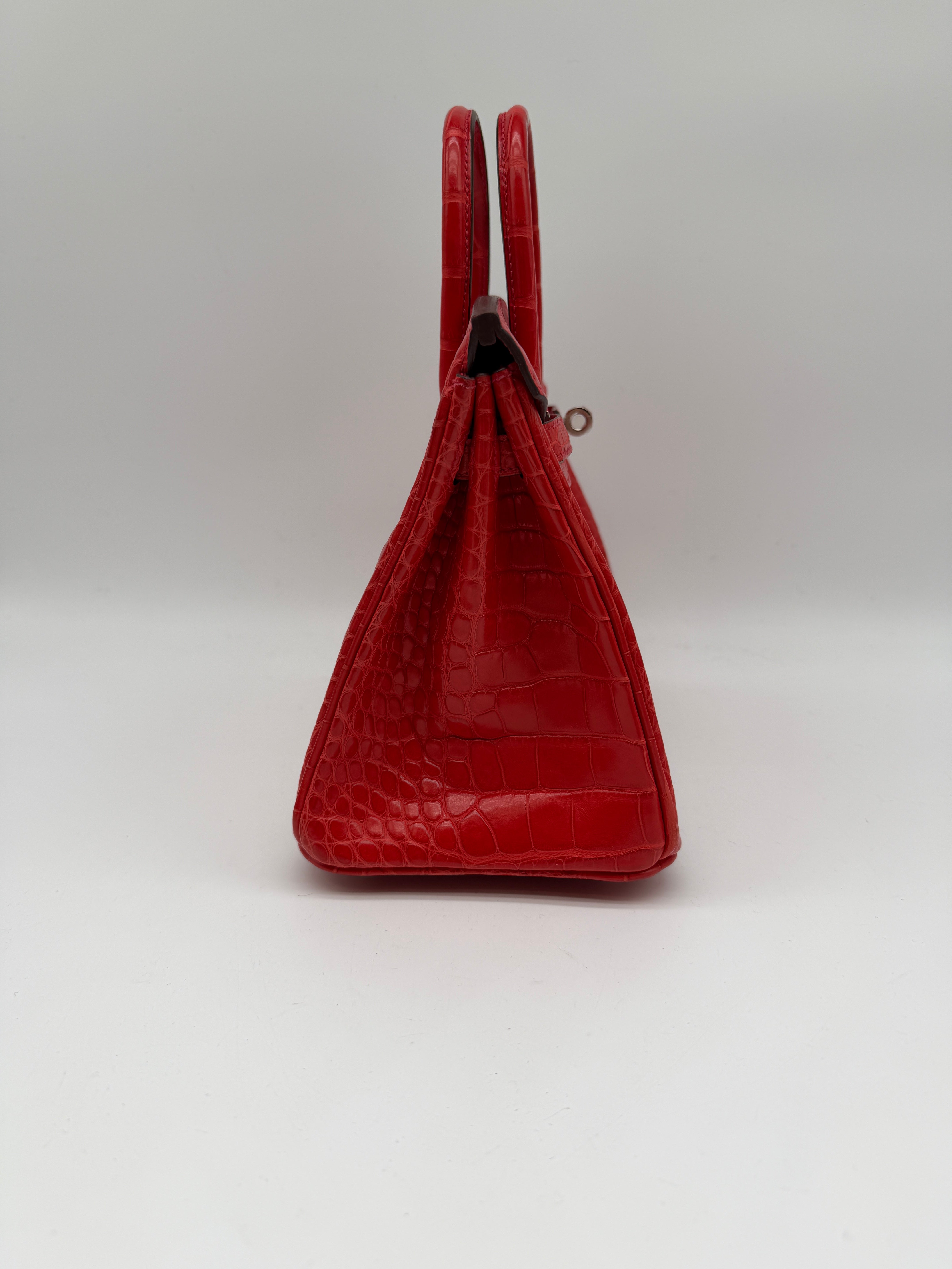 Hermès Birkin 25 Geranium Matte Alligator Palladium Hardware