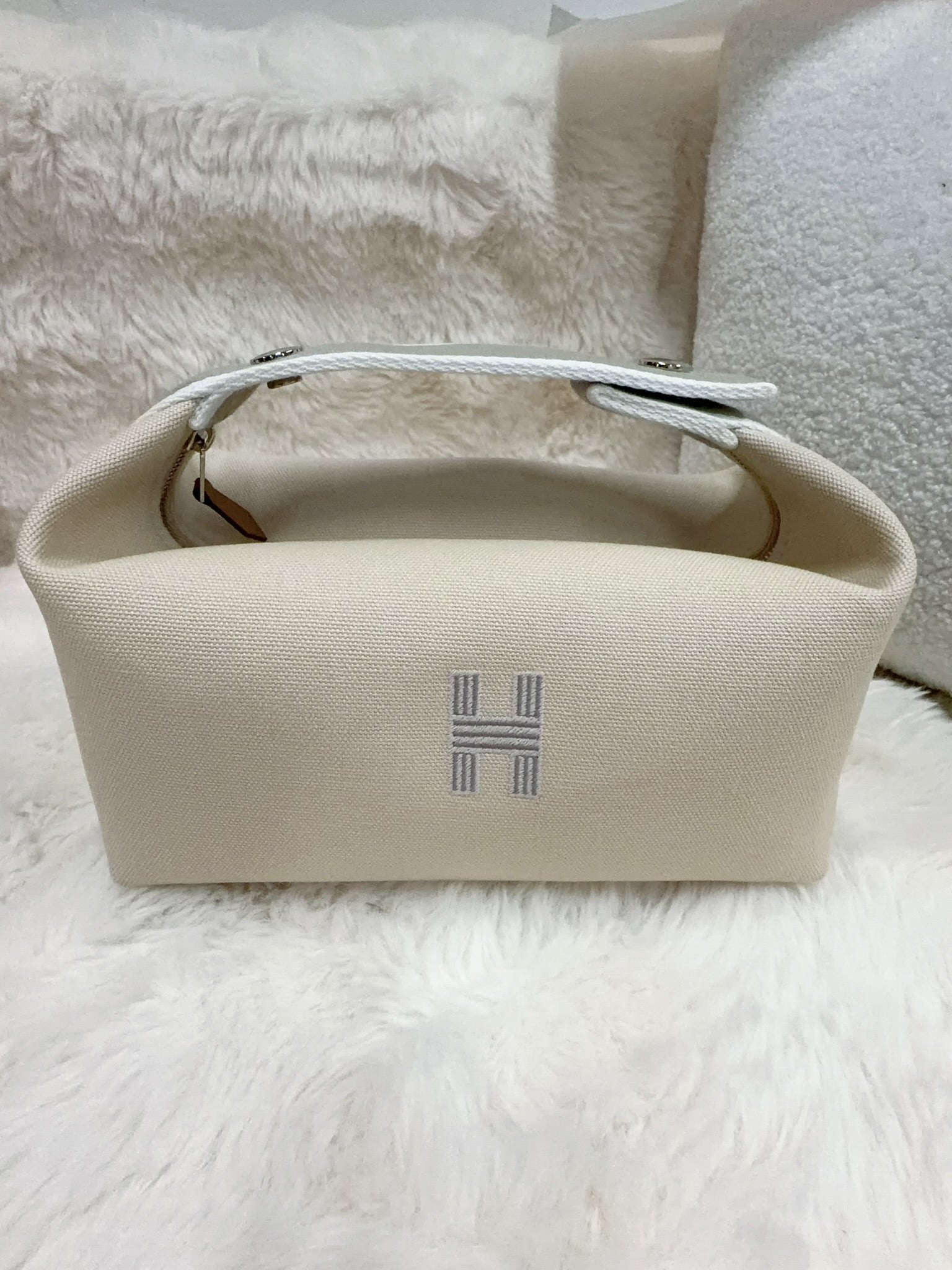Hermès Embroidered H Cotton Pouch