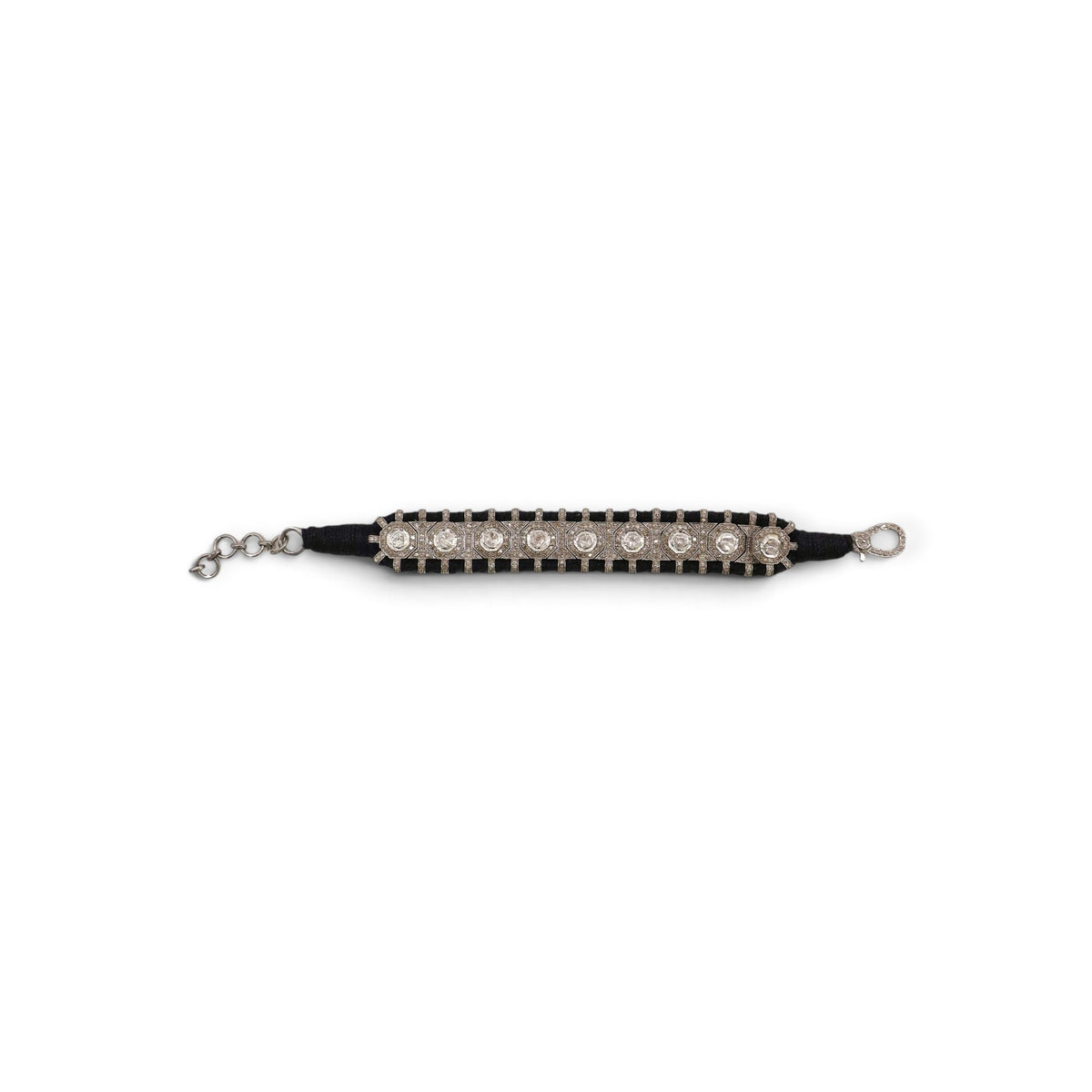 Natural Polki Diamond Black Thread Friendship Bracelet DXBCD2249