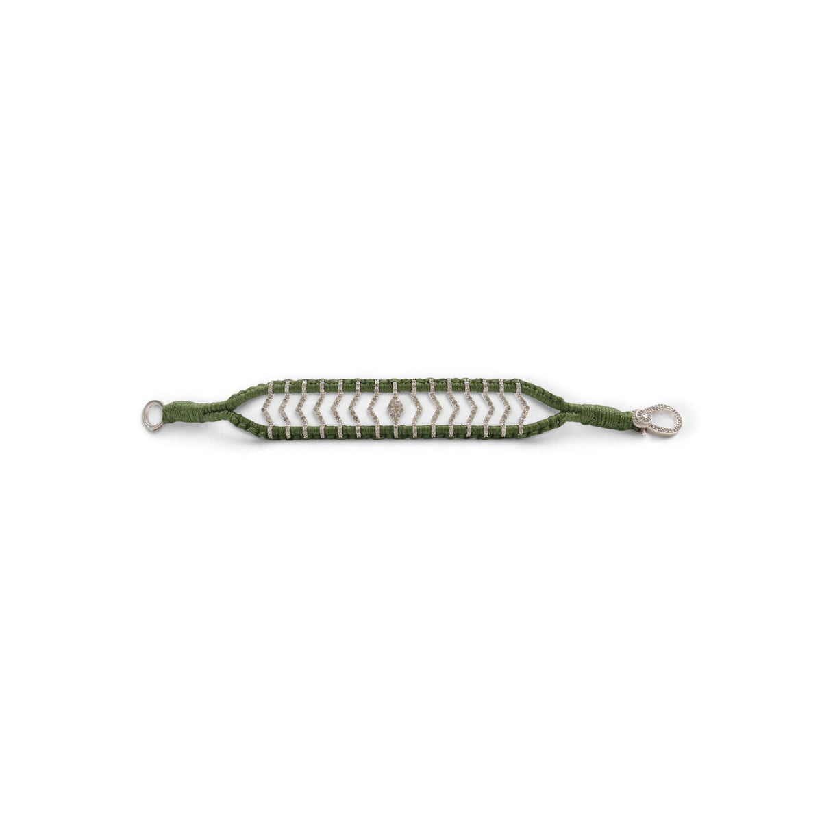 Diamond Evil Eye Olive Thread Friendship Bracelet DXBCD2254