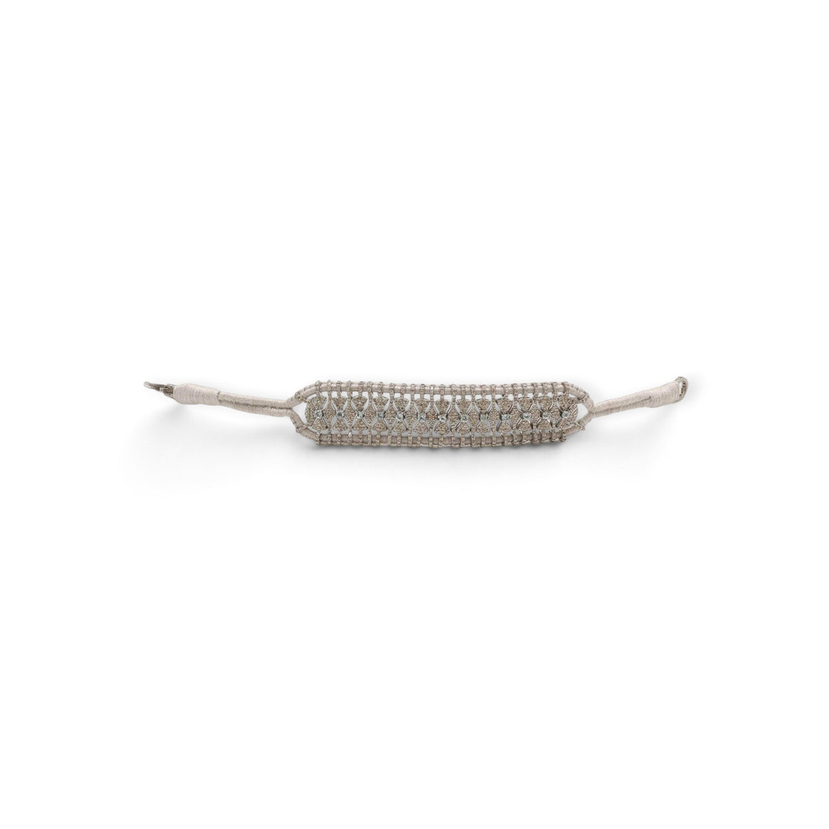Aquamarine & Diamond Silver Thread Friendship Bracelet DXBCD2250