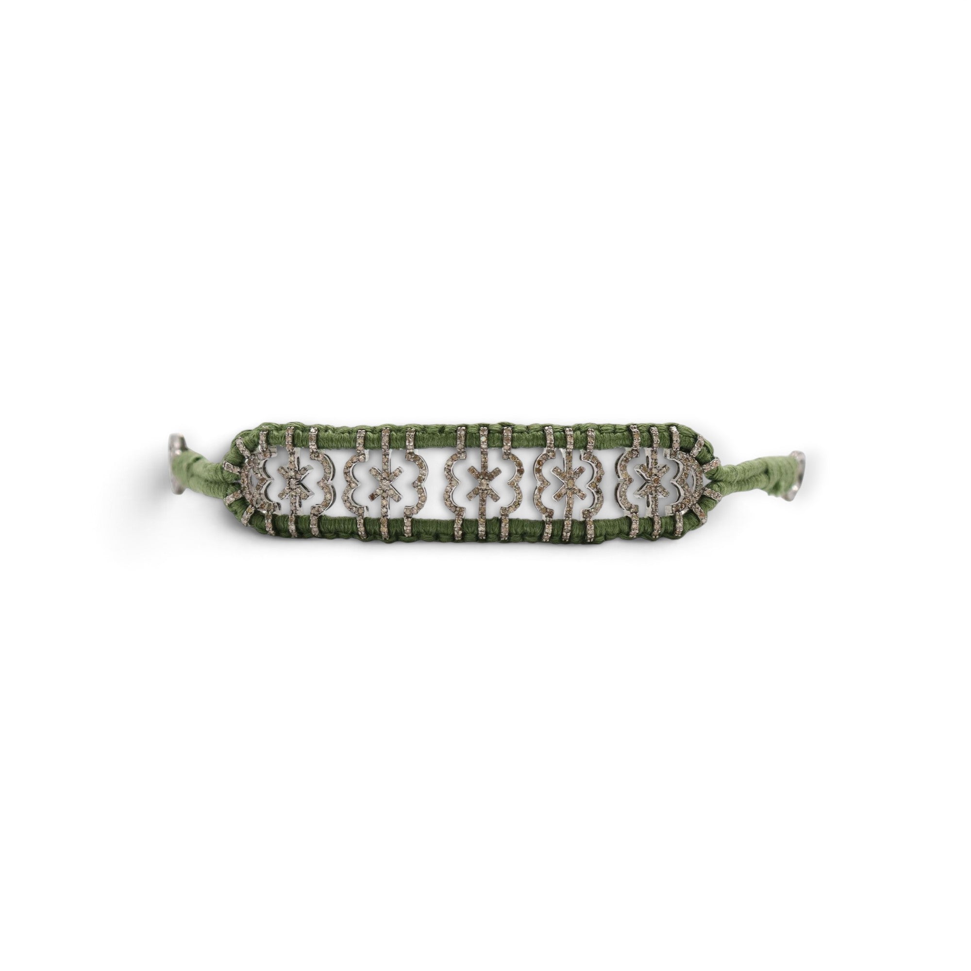 Diamond Cross Olive Thread Friendship Bracelet DXBCD2252