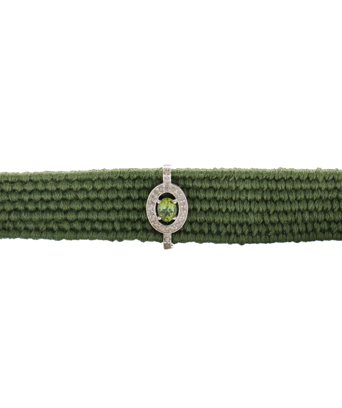 Green Tourmaline & Diamond Olive Thread Friendship Bracelet DXBCD2260