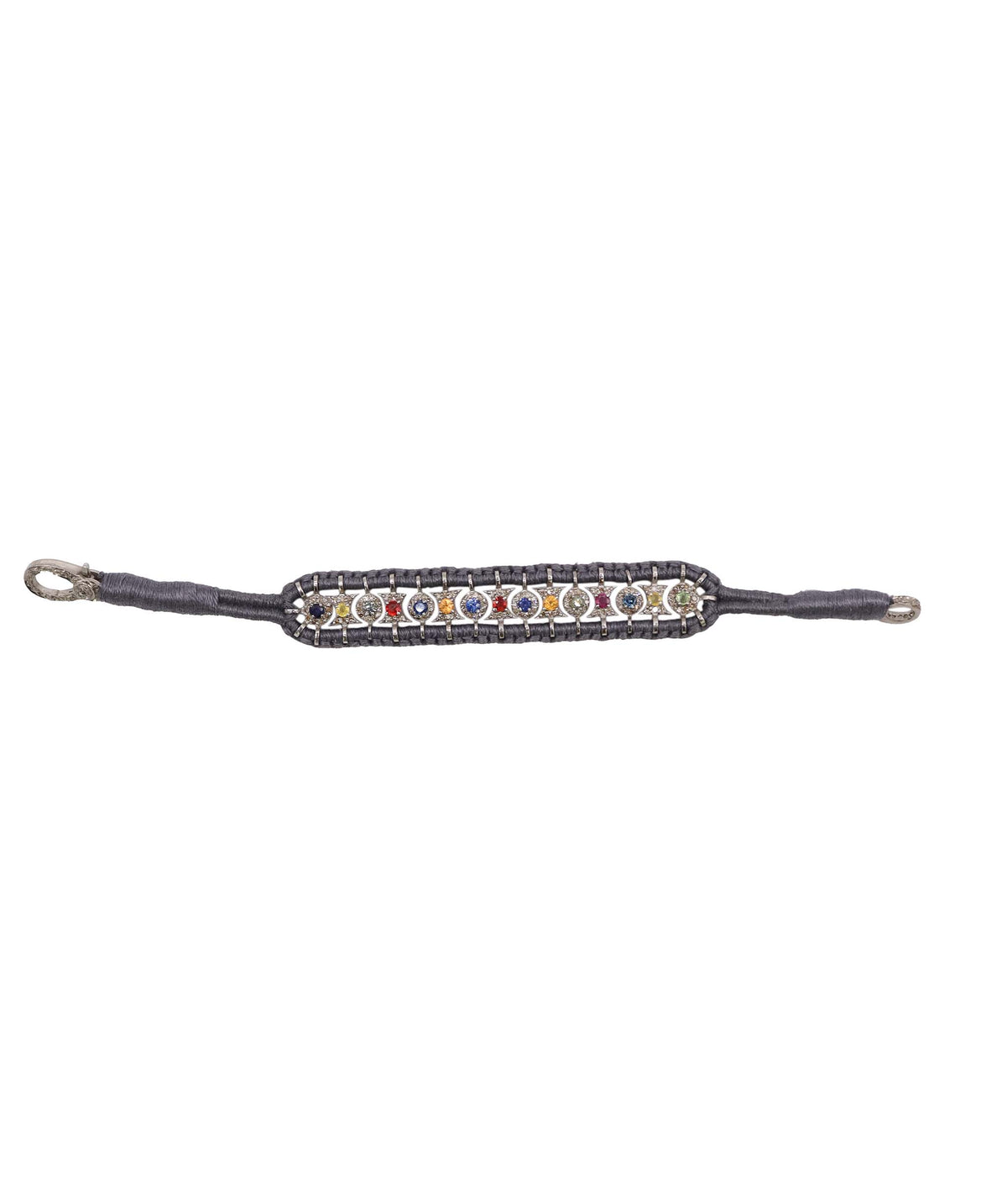 Multi-colour Sapphire & Diamond Grey Thread Friendship Bracelet DXBCD2251