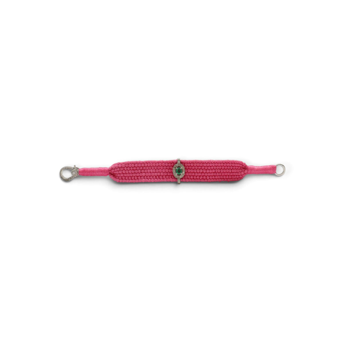 Emerald & Diamond Bright Pink Thread Friendship Bracelet DXBCD2256