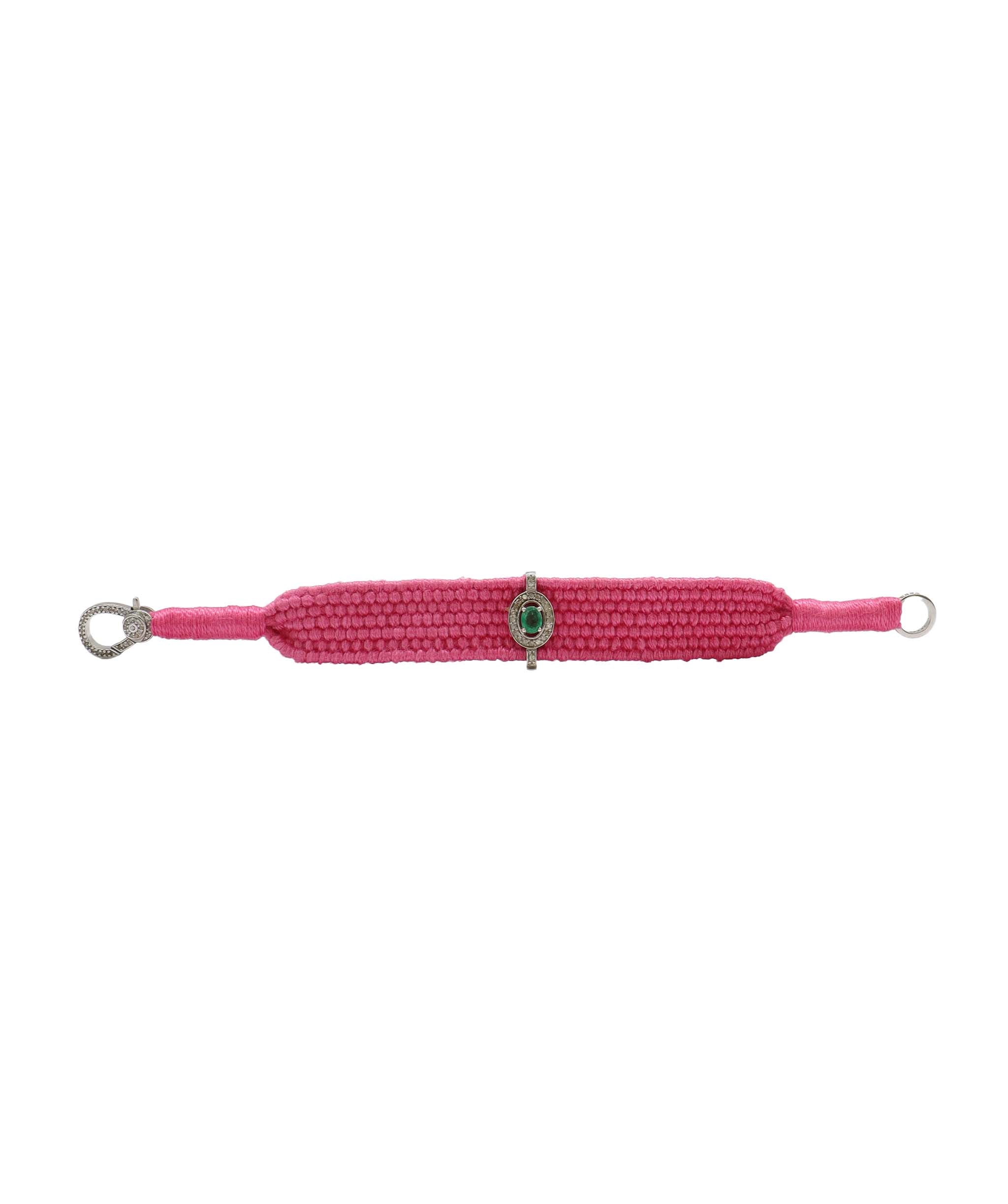 Emerald & Diamond Bright Pink Thread Friendship Bracelet DXBCD2256