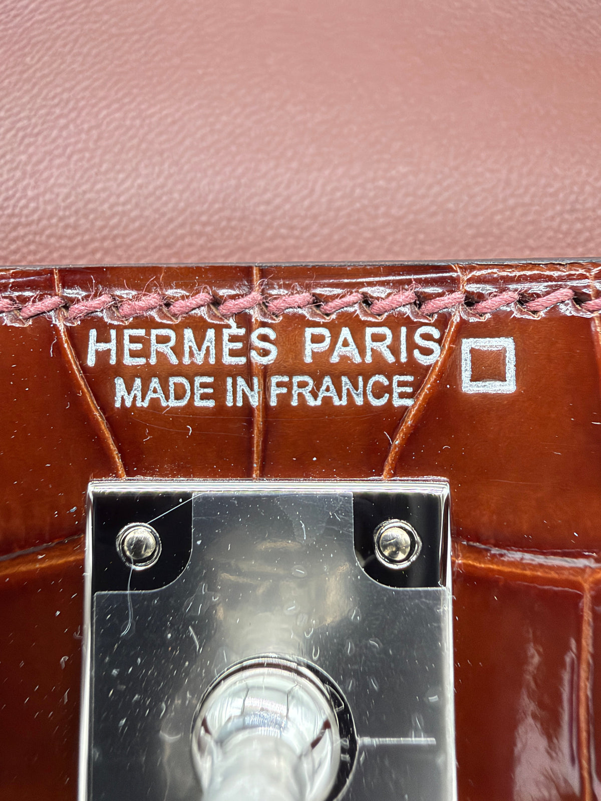 Hermès Mini Kelly Miel Shiny Alligator Palladium Hardware