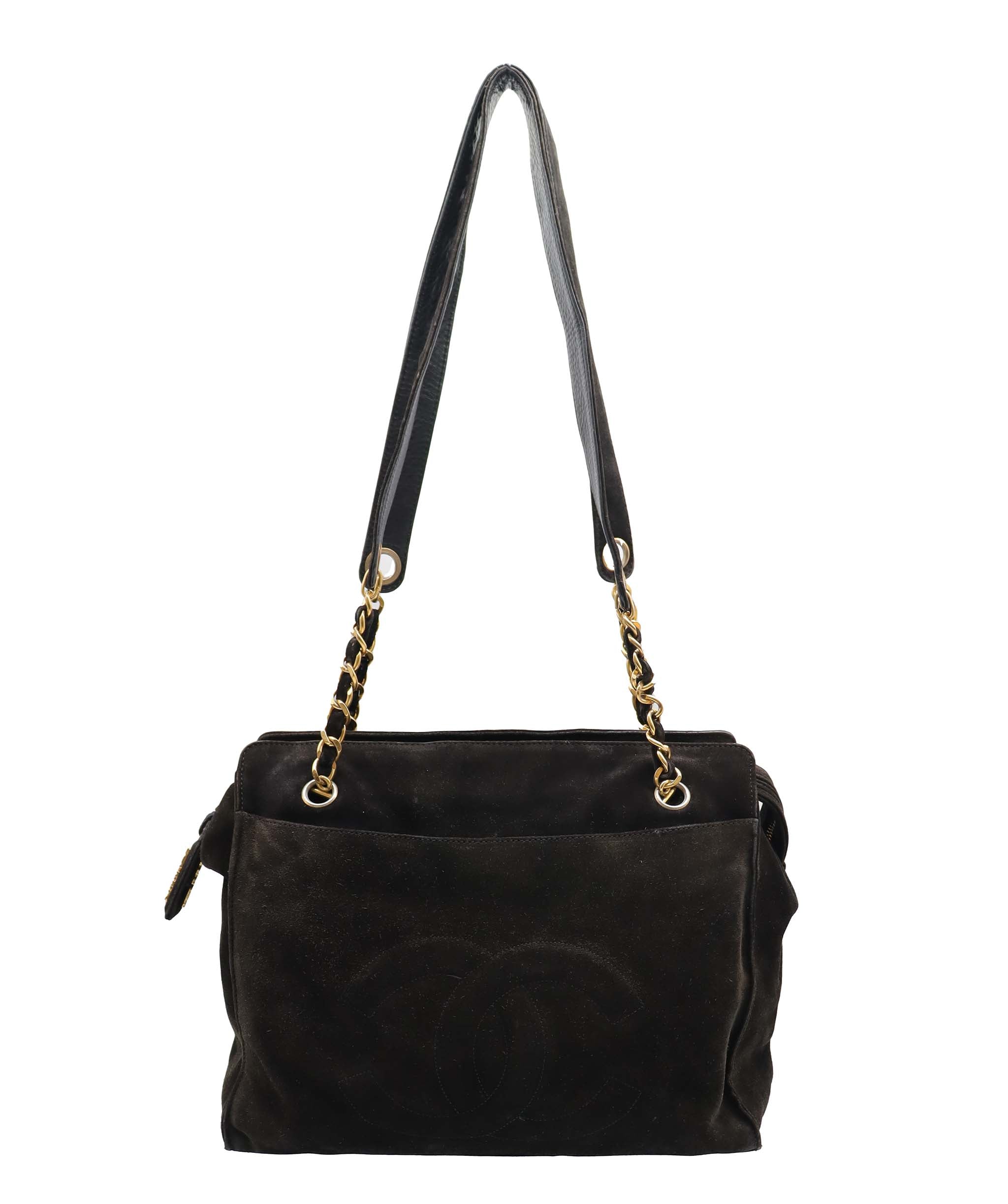 Chanel CC Suede Shoulder Bag Black DXBS6052