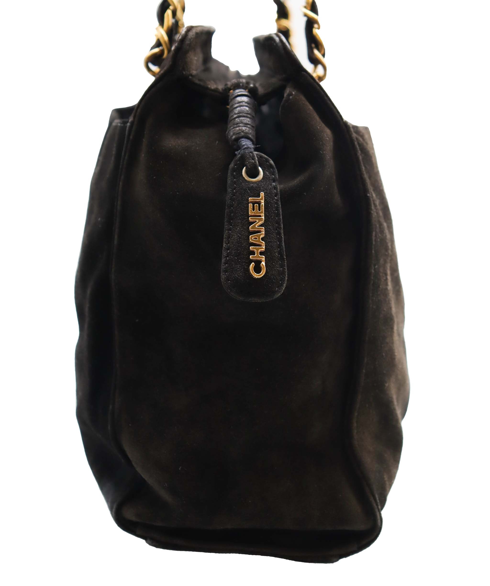 Chanel CC Suede Shoulder Bag Black DXBS6052