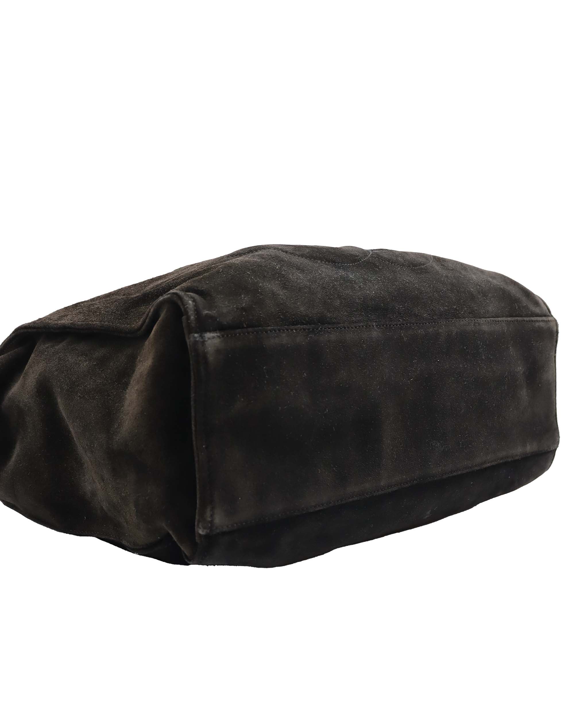 Chanel CC Suede Shoulder Bag Black DXBS6052