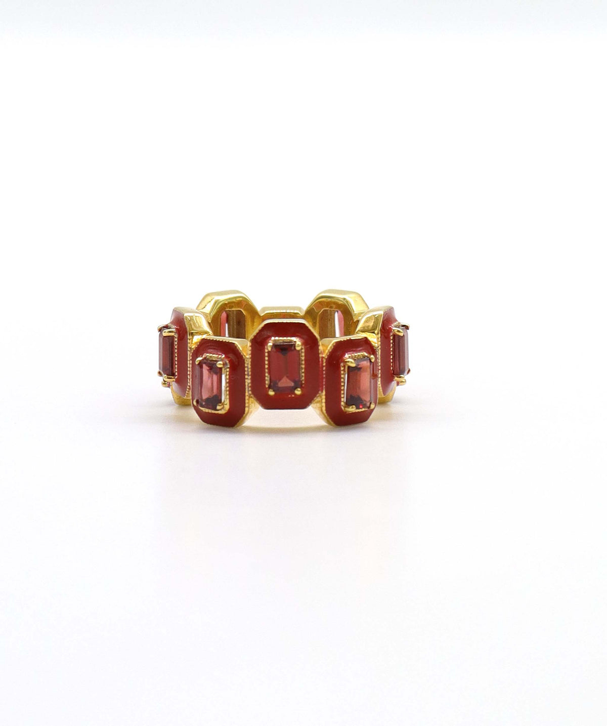 Stoa - 3.7crts Red Garnet Emerald Ring HOA004