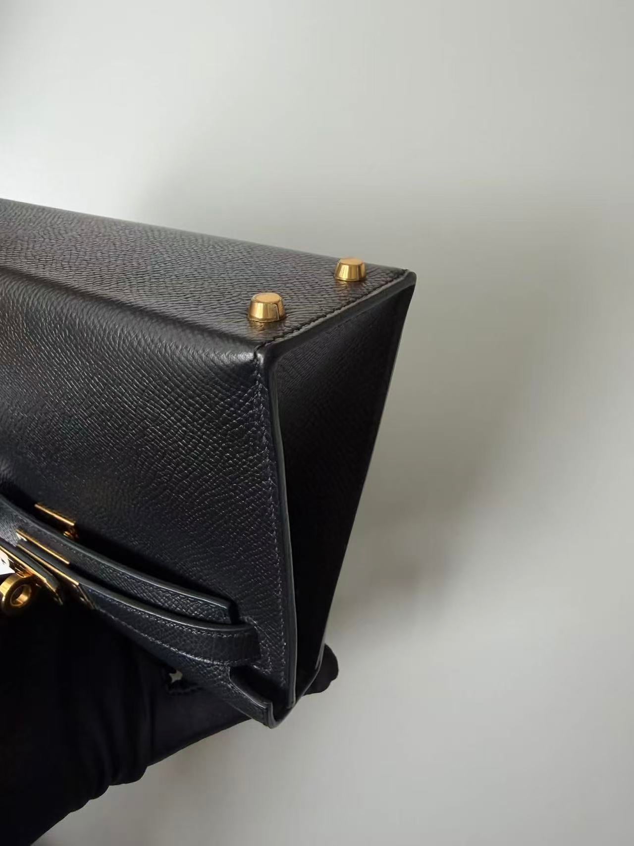 Hermès Mini Kelly 20 Black Epsom Leather Gold Hardware