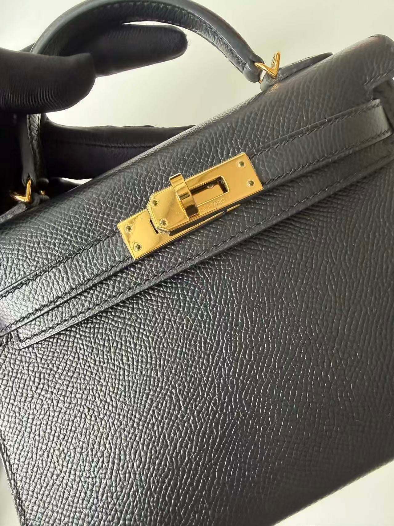 Hermès Mini Kelly 20 Black Epsom Leather Gold Hardware