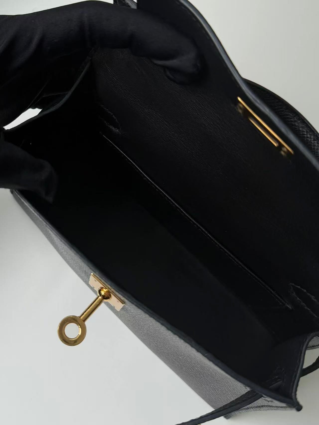 Hermès Mini Kelly 20 Black Epsom Leather Gold Hardware