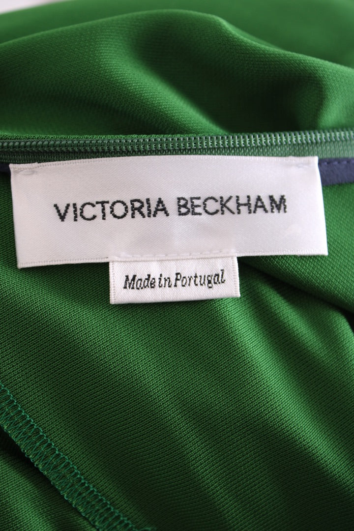 Victoria Beckham L/S Ruched Slashed Neck Dress Green S
