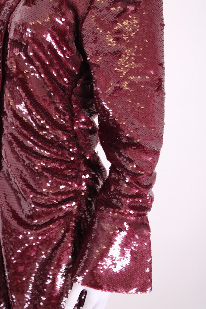 Ganni L/S Sequin Dress Burgundy 38