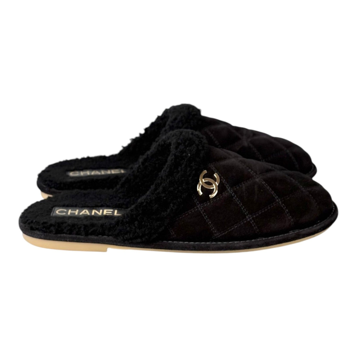 Chanel Black Slides - size 39C