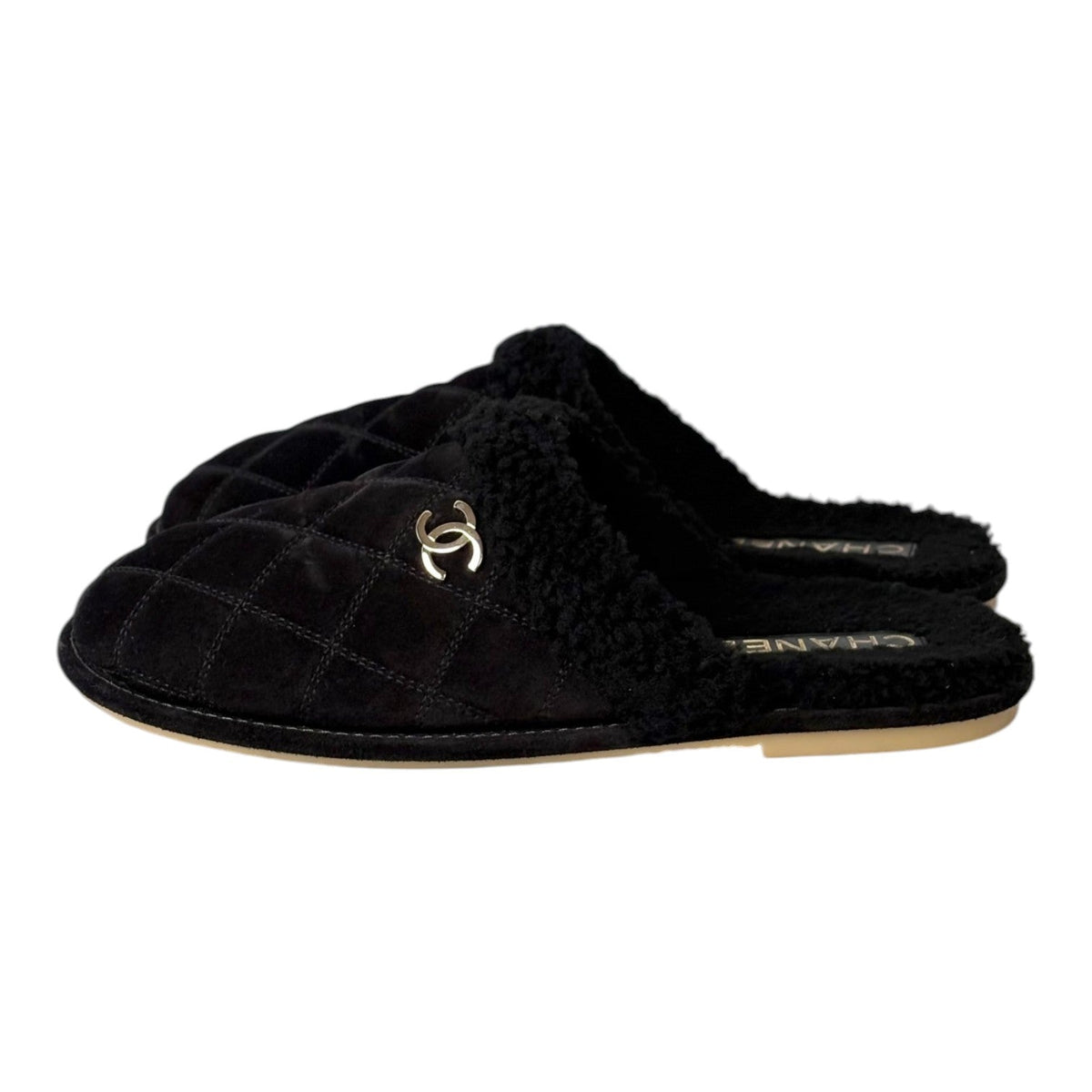 Chanel Black Slides - size 39C