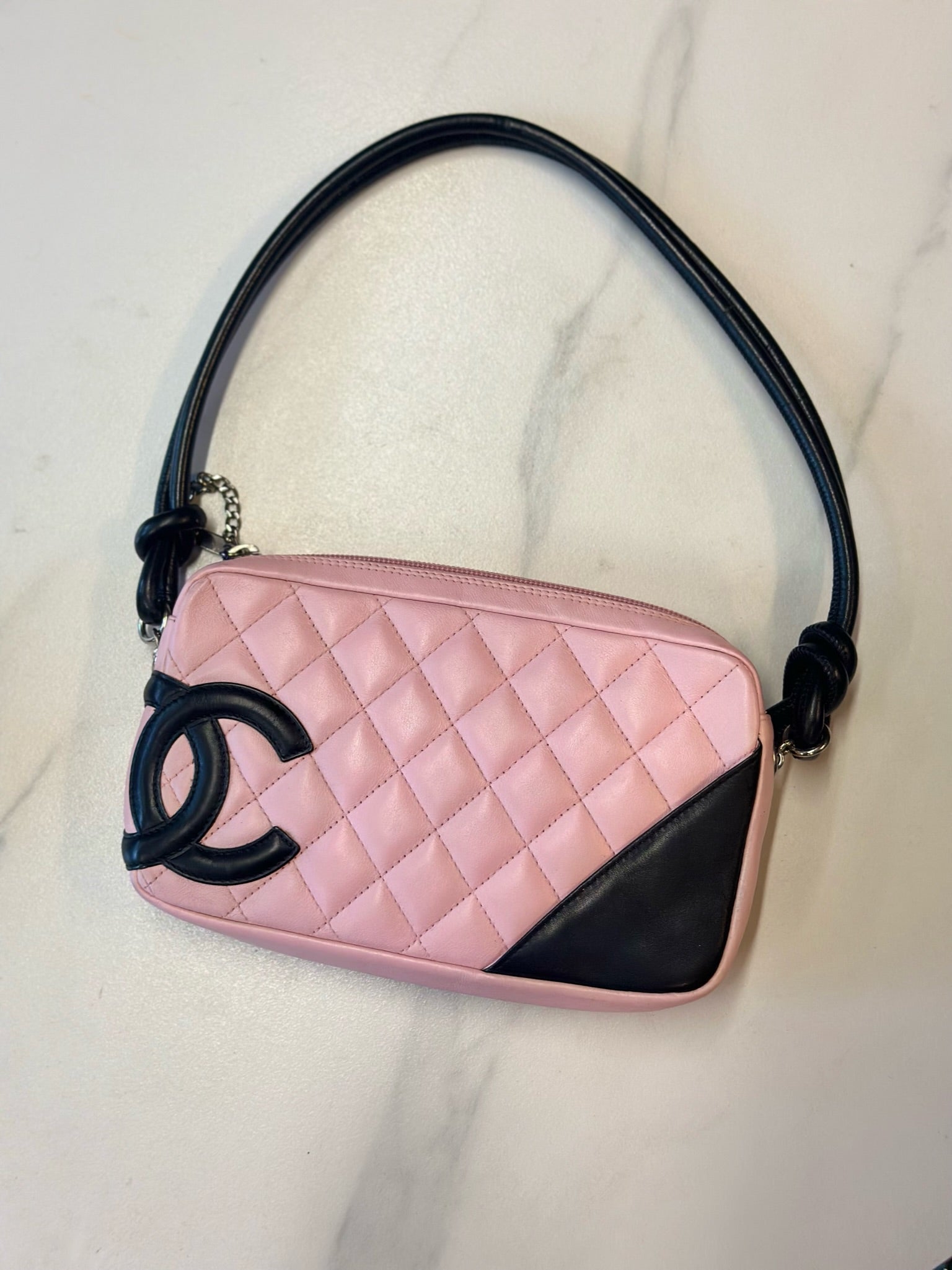 Chanel Cambon Ligne Leather Pink Pochette CC Shoulder Bag