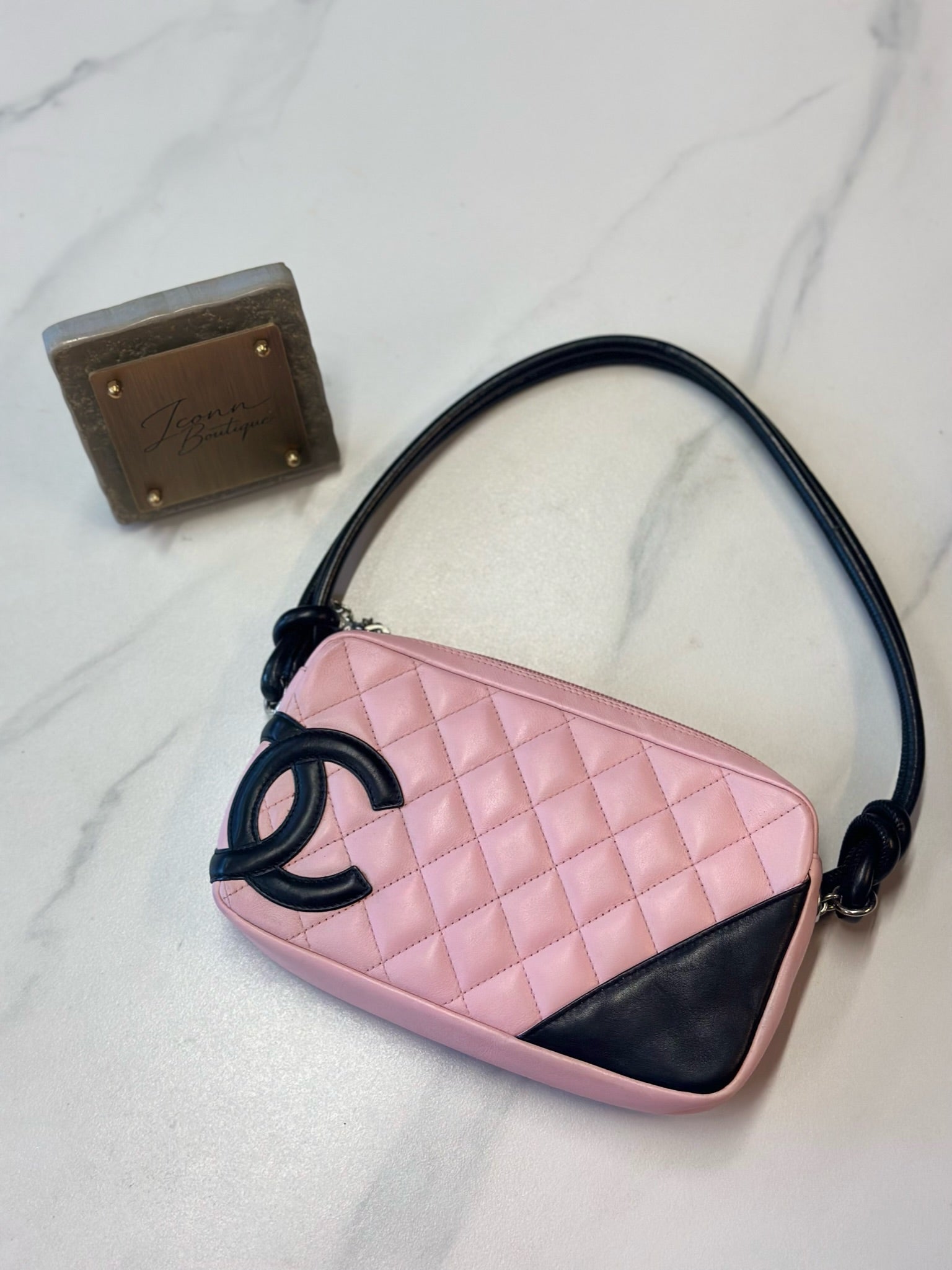 Chanel Cambon Ligne Leather Pink Pochette CC Shoulder Bag