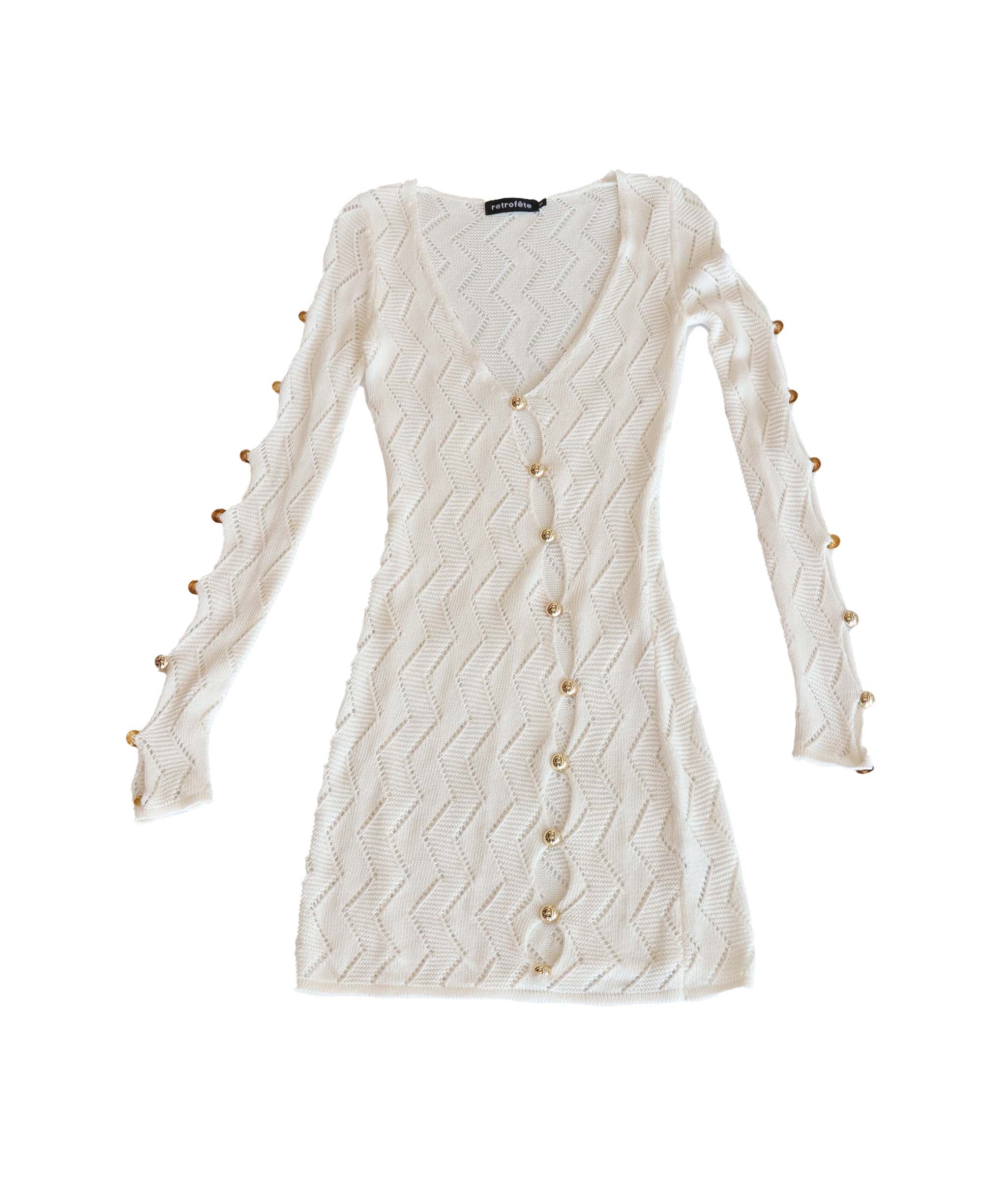 Retrofete White Knit Mini Dress Small RJC3820