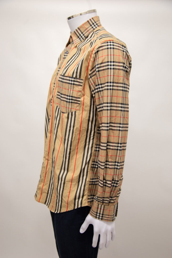 Burberry L/S Check Shirt Beige M