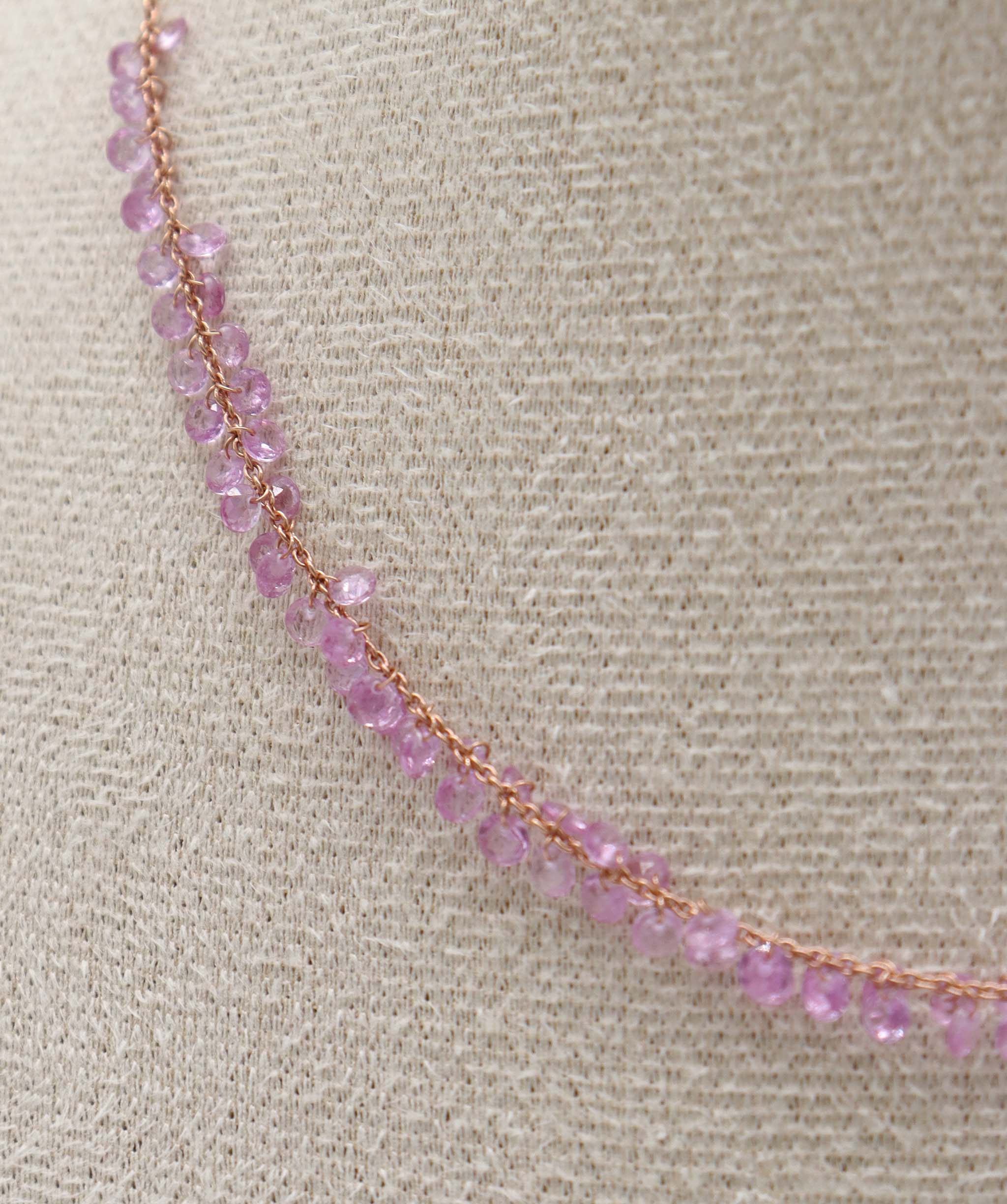 7.21CT PINK SAPPHIRE ROSECUT (H)18" NECKLACE C12678